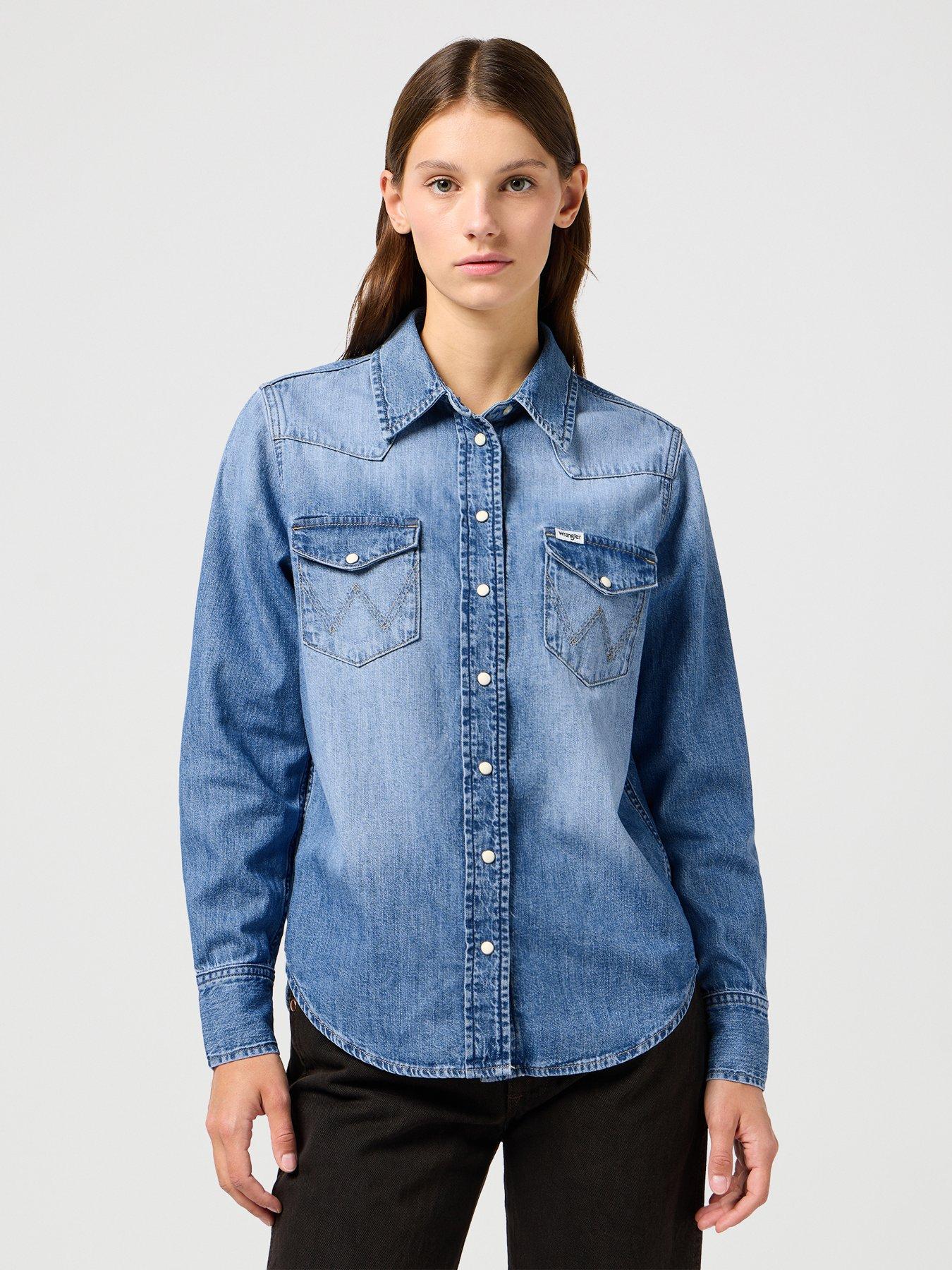 Image 1 of 4 of Wrangler Heritage Denim Shirt - Blue