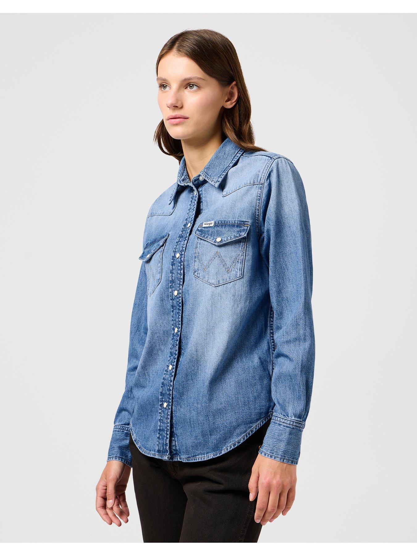 Image 3 of 4 of Wrangler Heritage Denim Shirt - Blue