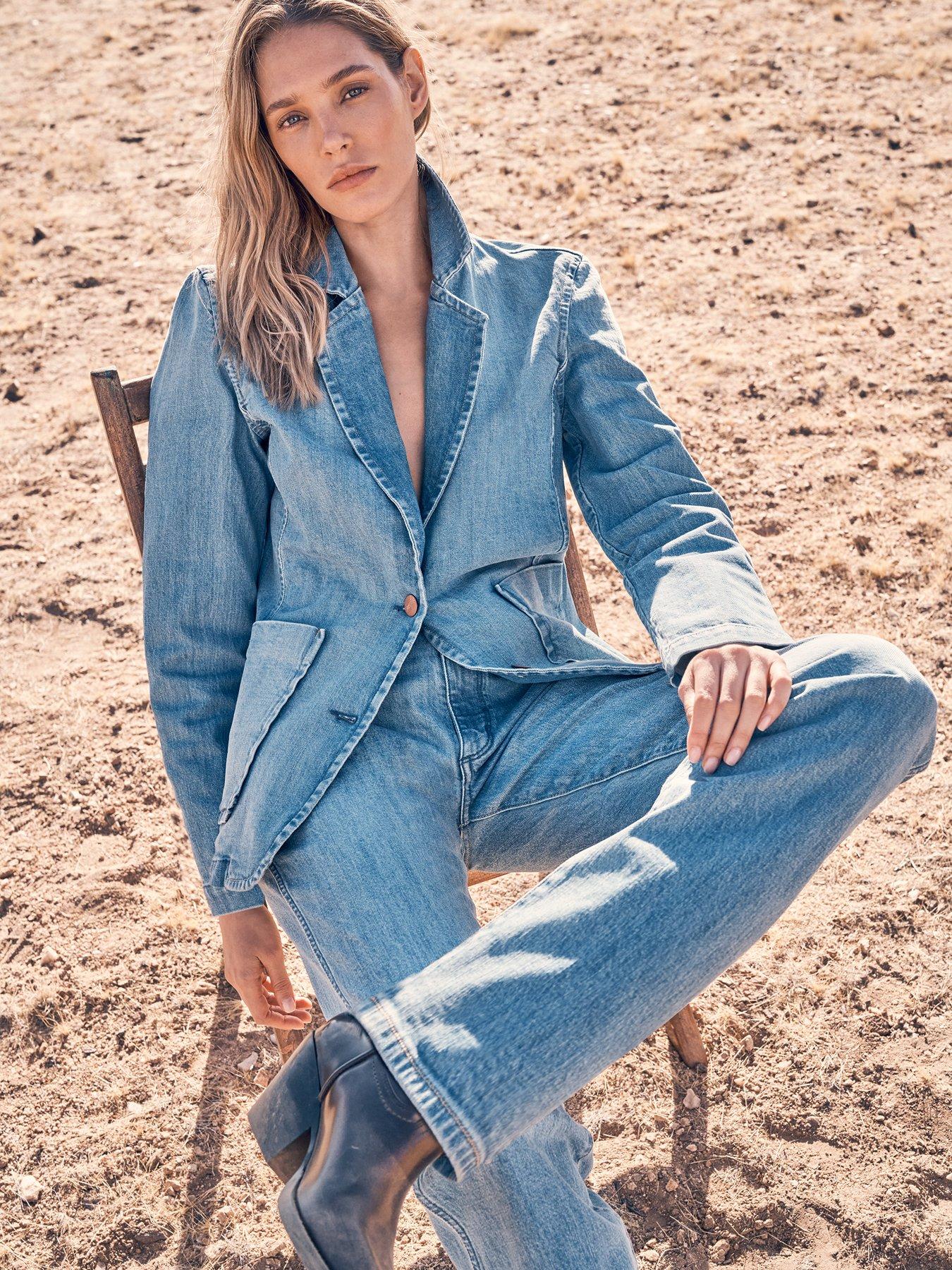 undefined Denim Blazer- Blue