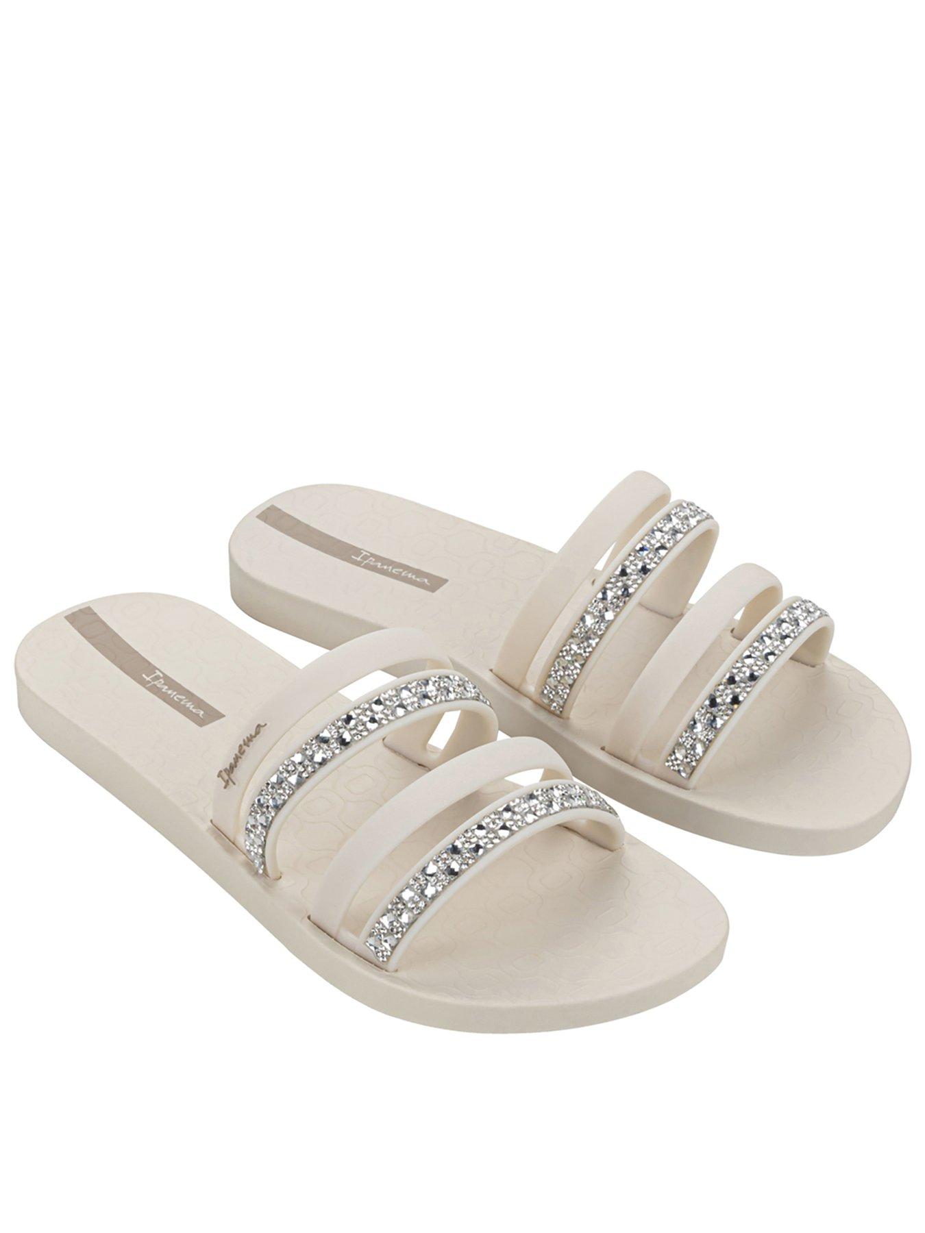 undefined Chic Double Strap Slide - Beige