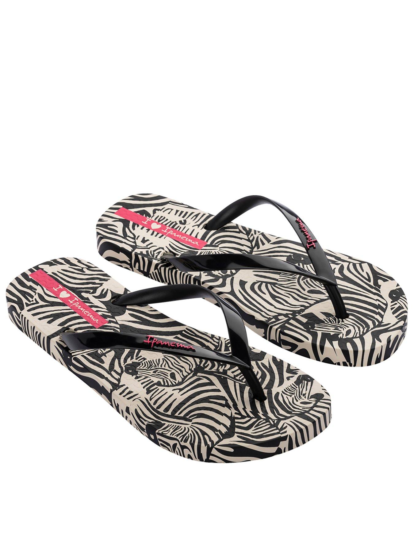 undefined Zebra Print Flip-flop - Beige