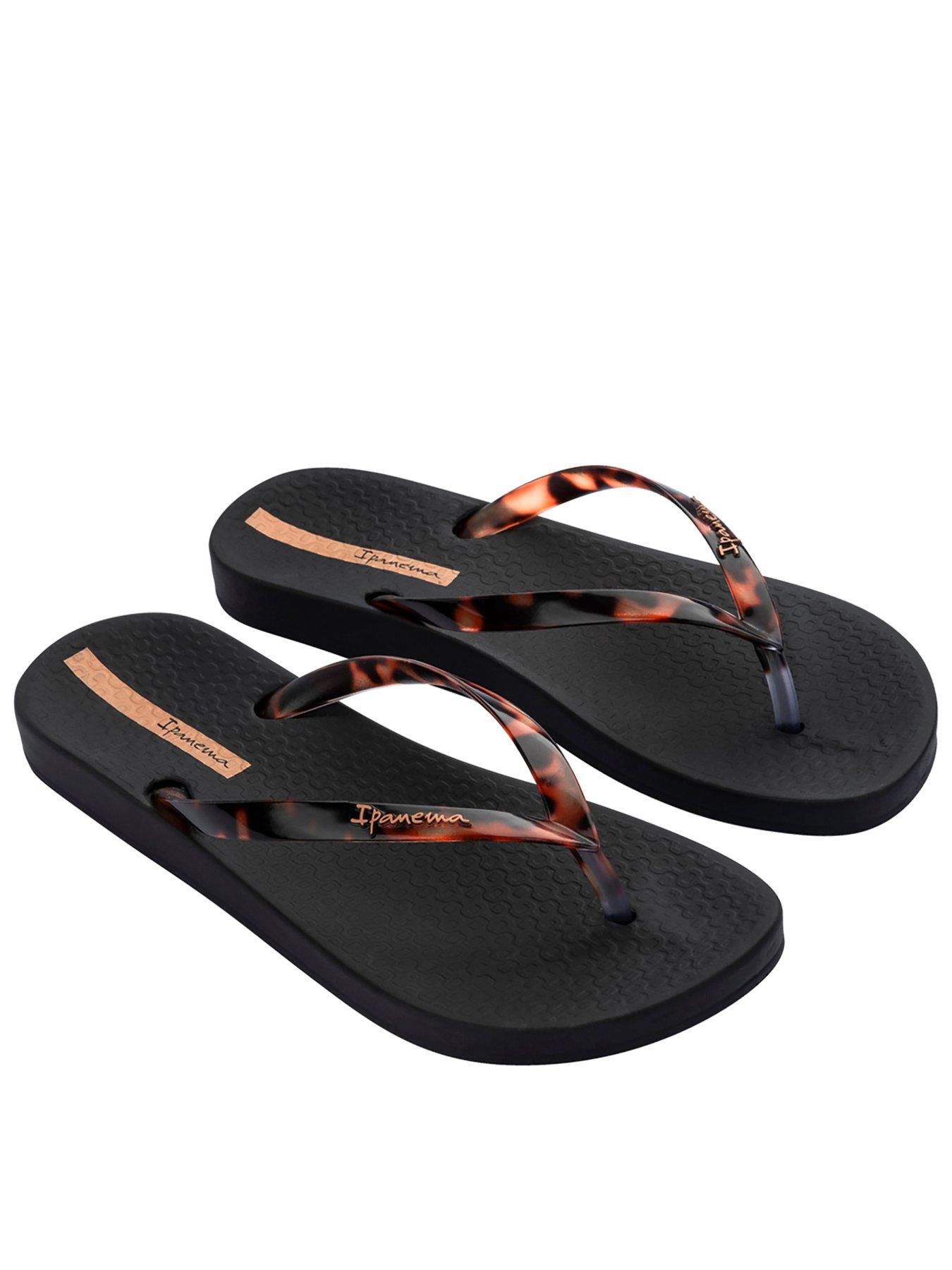 undefined Tortoise Shell Print Flip-Flop - Black