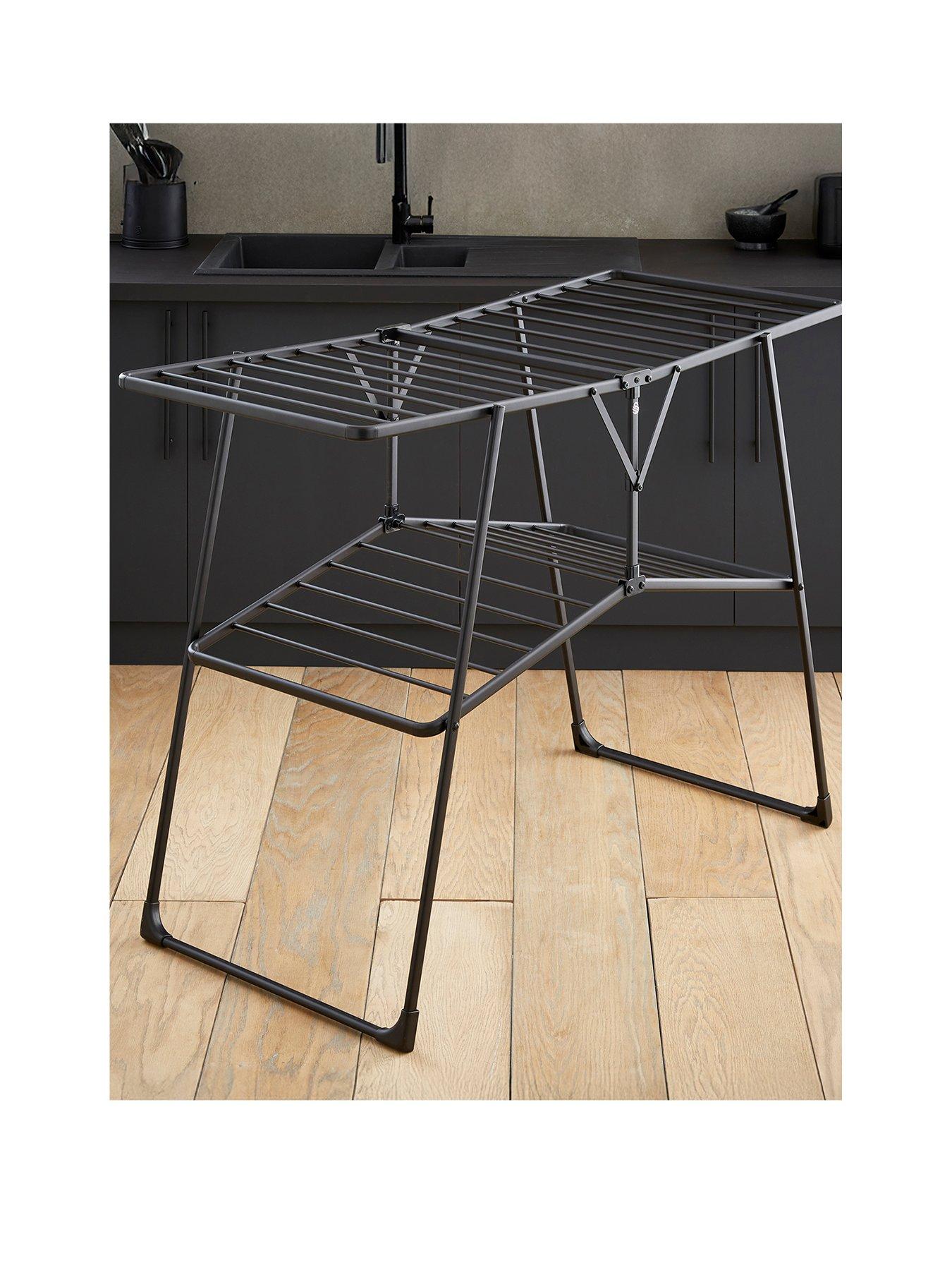 Swan Stealth Easy-Close Collapsible Clothes Airer, Black