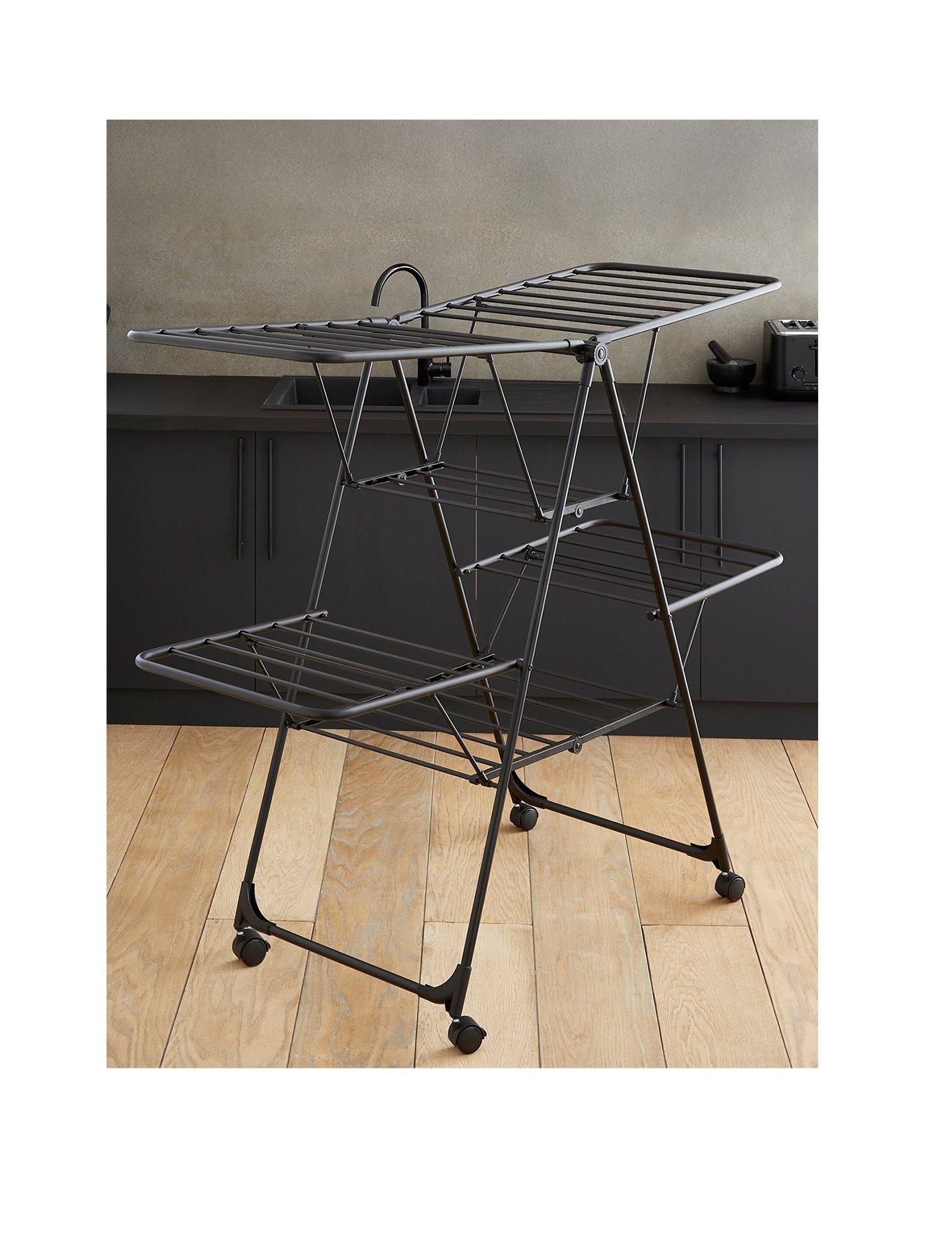 Swan Stealth Jumbo Collapsible Clothes Airer, Black