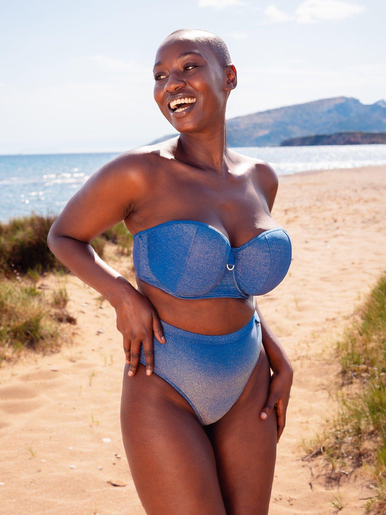 Curvy Kate Sapphire Seas Bandeau Bikini Top - Blue Sparkle