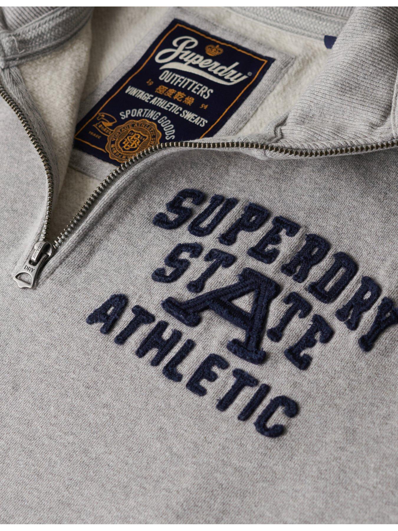 Superdry Vintage Athletic Quarter Zip Sweat Grey Very