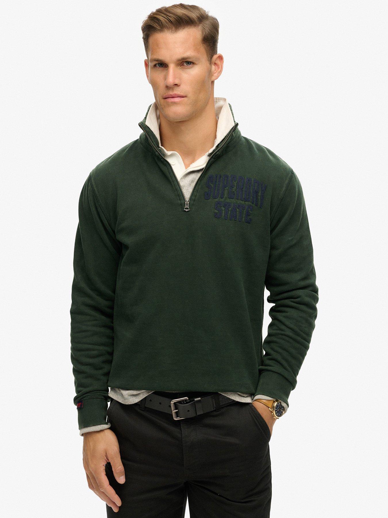 undefined Vintage Athletic Quarter Zip Sweat - Dark Green