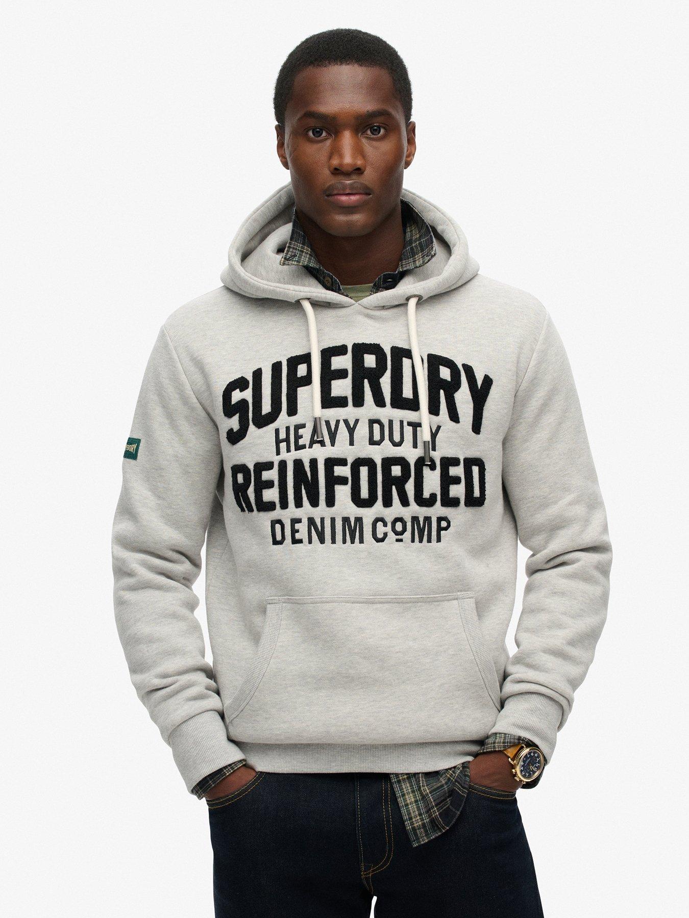 Image 1 of 5 of Superdry Embroidered Script Graphic Hoodie - Beige