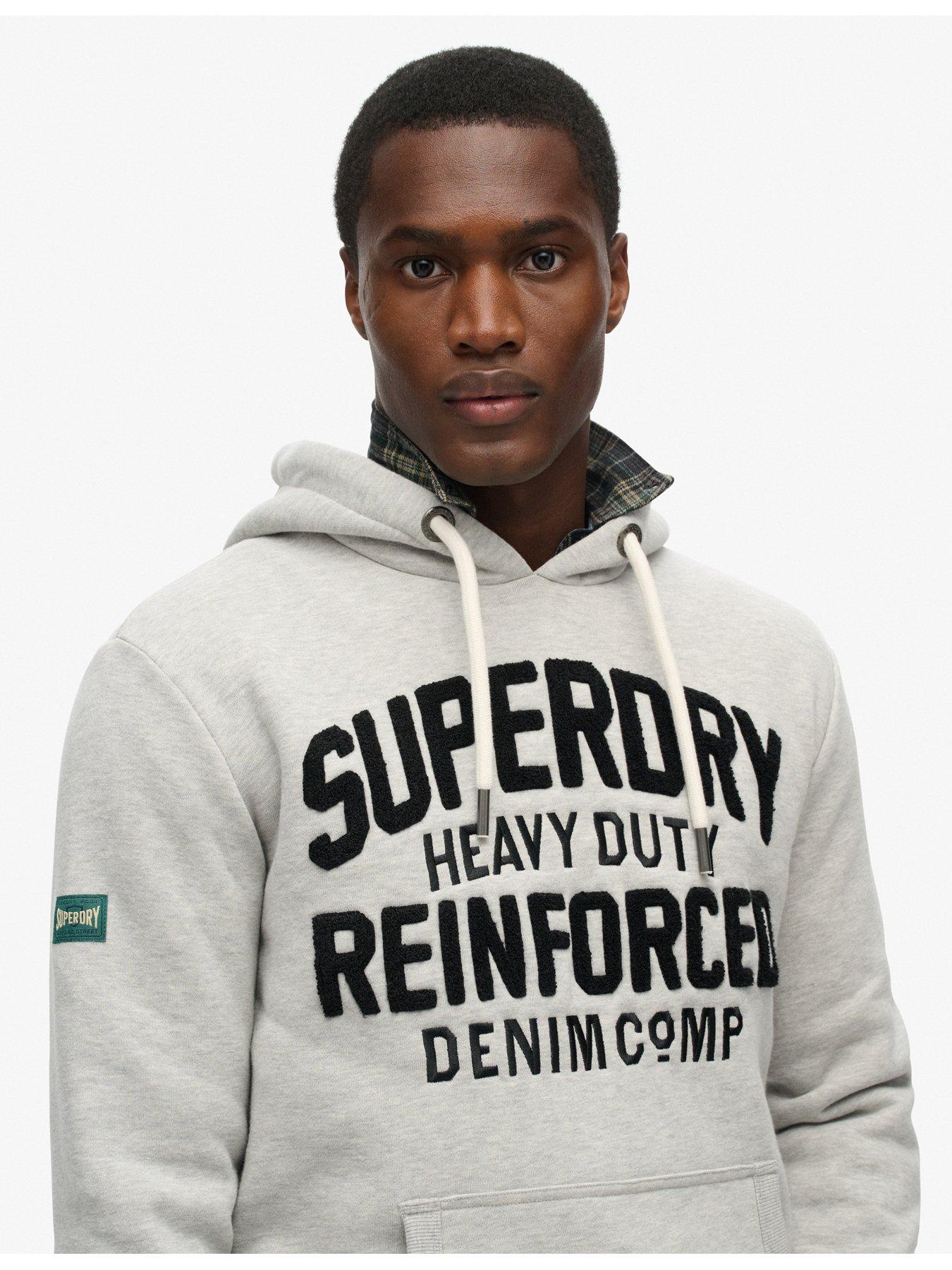 Image 4 of 5 of Superdry Embroidered Script Graphic Hoodie - Beige
