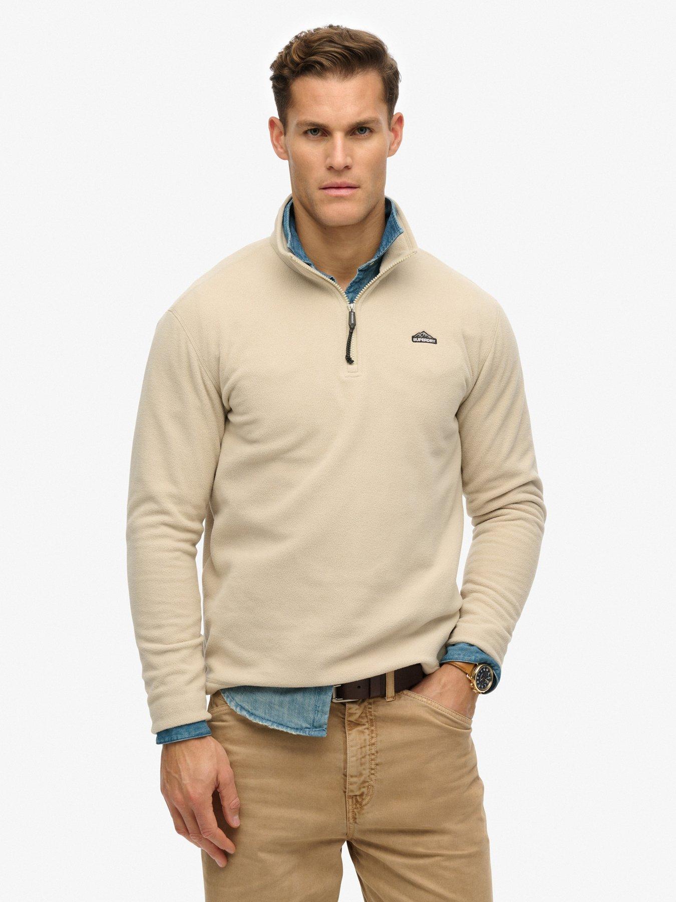Image 1 of 5 of Superdry Polar Fleece Half Zip Jumper - Beige