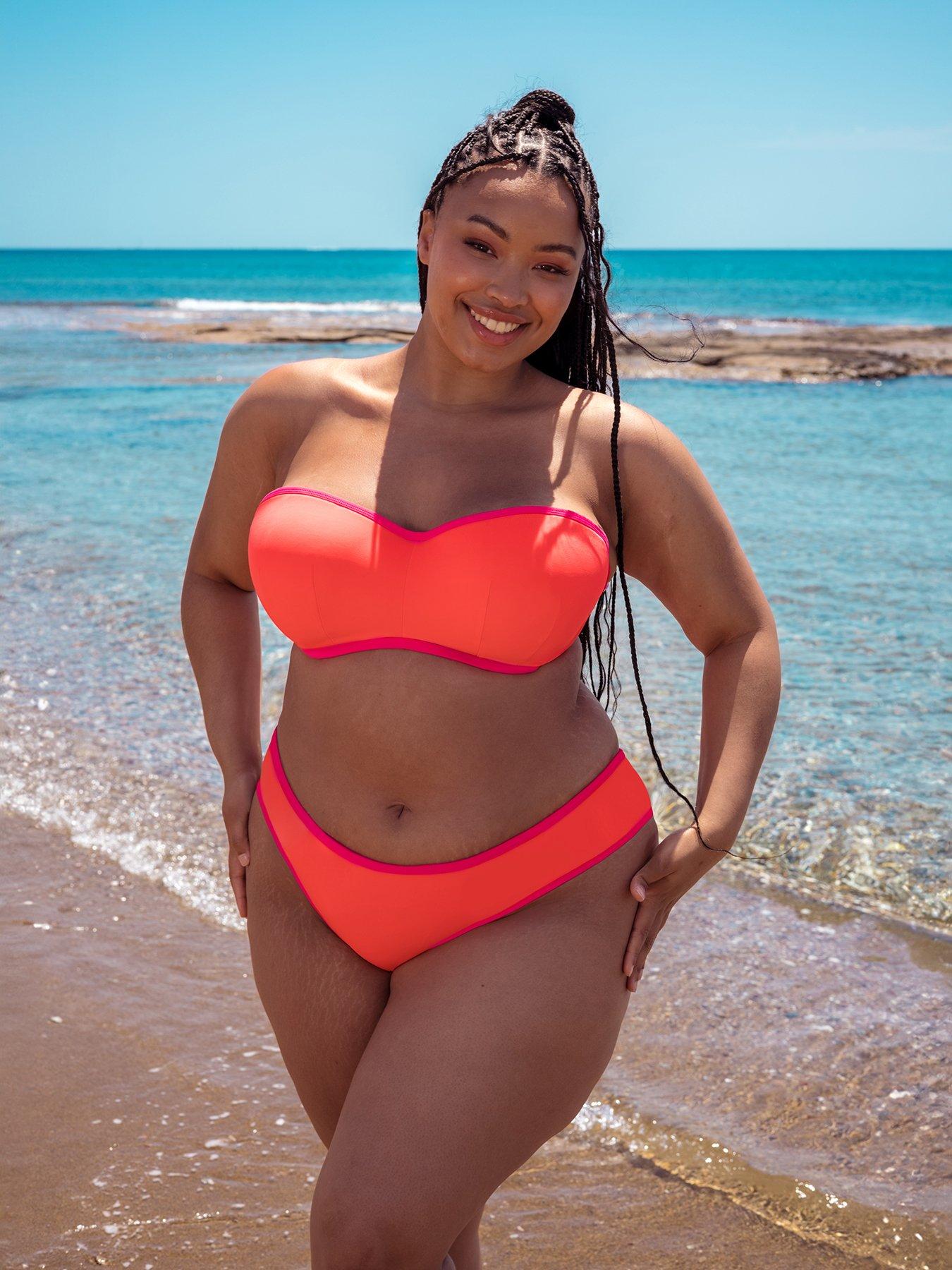 undefined Minimalist Bandeau Strapless Multiway Bikini Top - Coral/pink