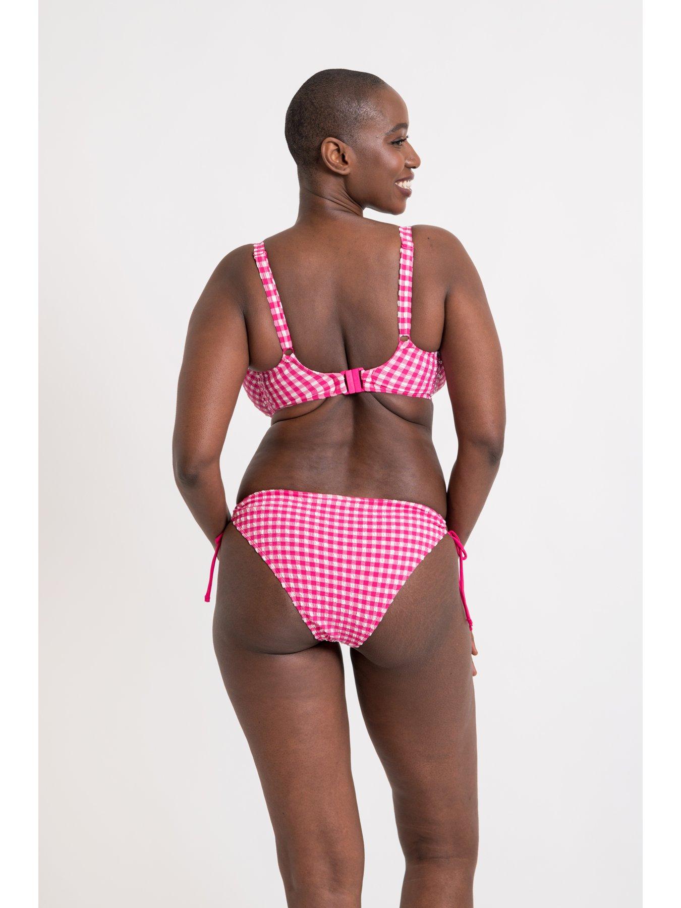 Image 2 of 6 of Curvy Kate Holiday Check Tie-side Bikini Brief - Raspberry Pink