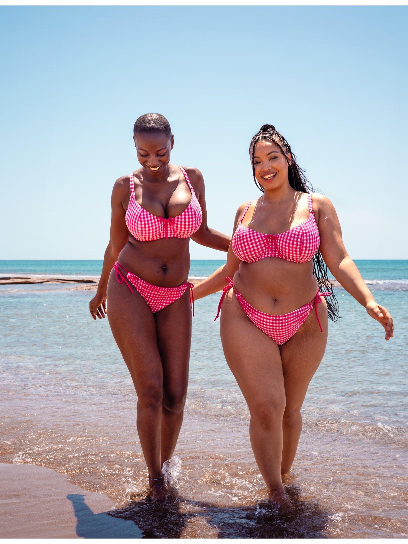 Image 3 of 6 of Curvy Kate Holiday Check Tie-side Bikini Brief - Raspberry Pink