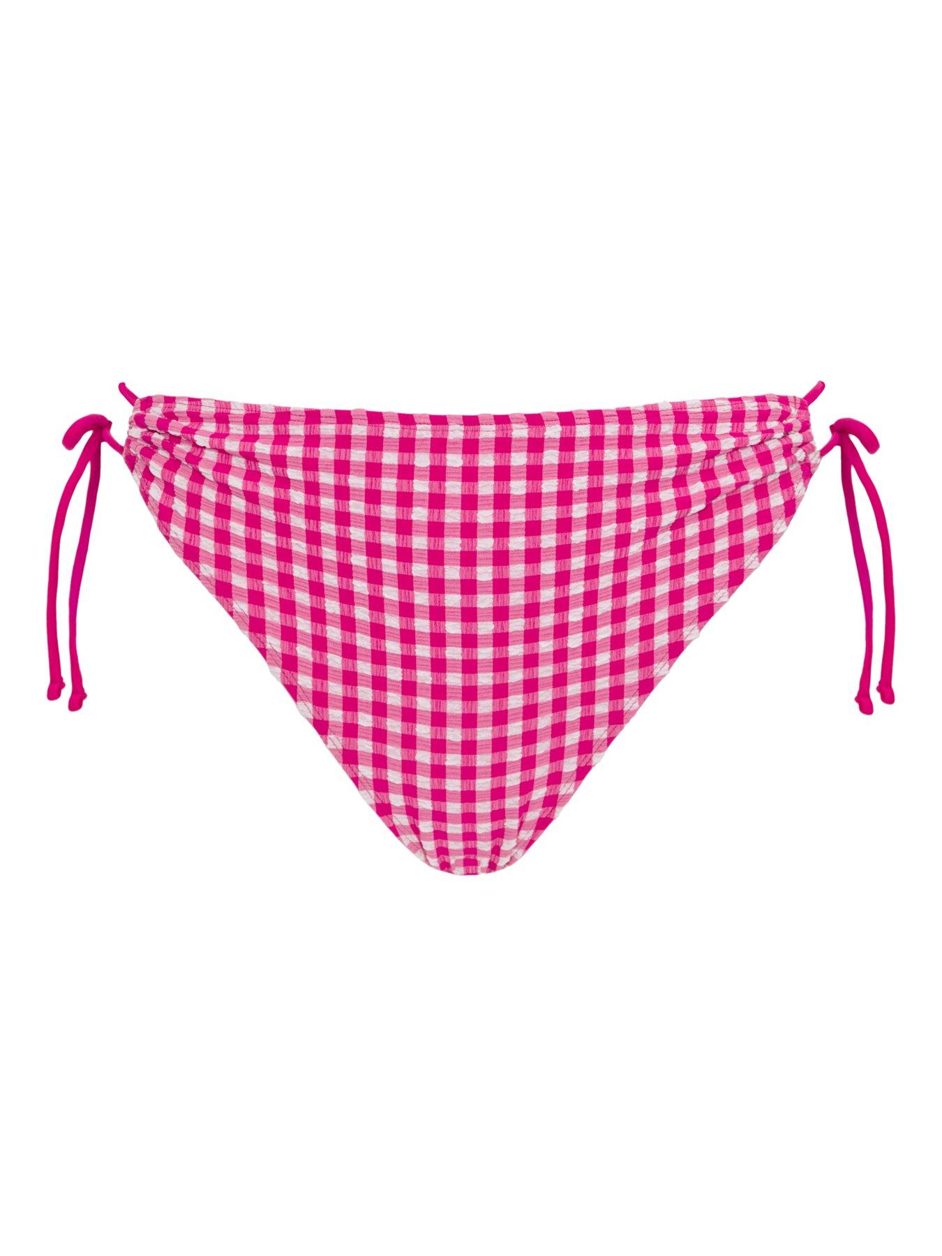 Image 6 of 6 of Curvy Kate Holiday Check Tie-side Bikini Brief - Raspberry Pink