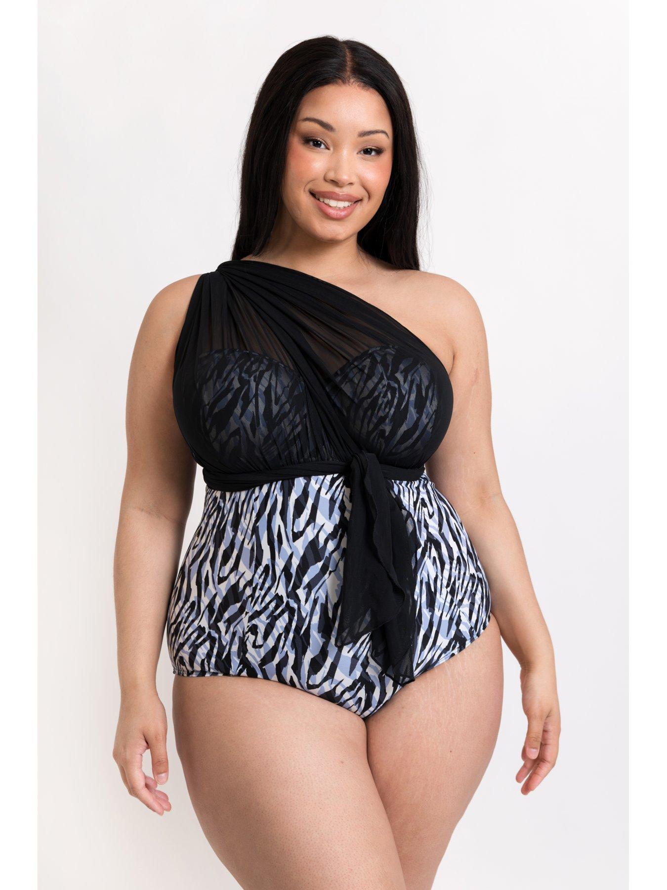 Image 4 of 6 of Curvy Kate Wrapsody Bandeau Strapless Multiway Swimsuit - Zebra Print