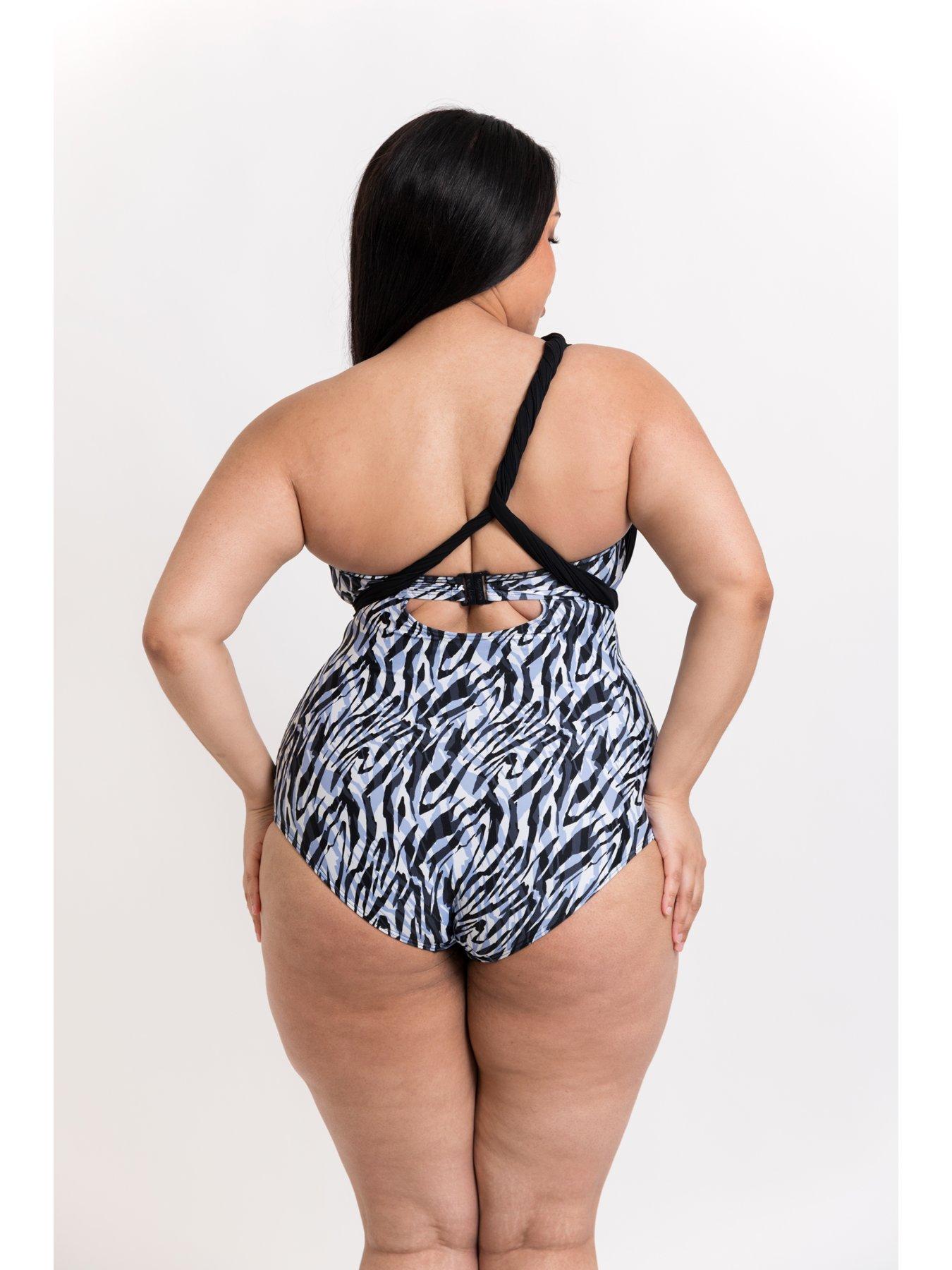 Image 5 of 6 of Curvy Kate Wrapsody Bandeau Strapless Multiway Swimsuit - Zebra Print