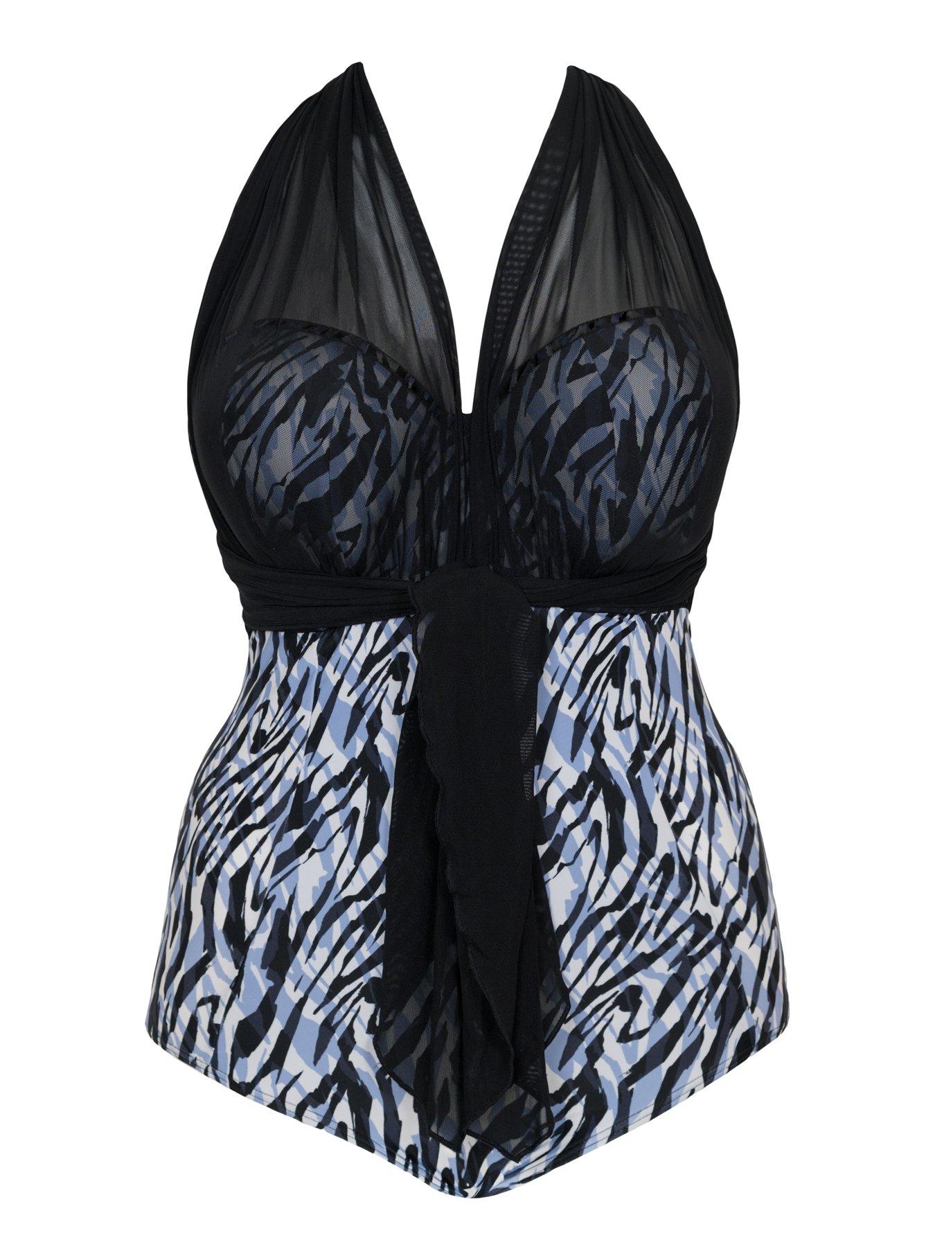 Image 6 of 6 of Curvy Kate Wrapsody Bandeau Strapless Multiway Swimsuit - Zebra Print