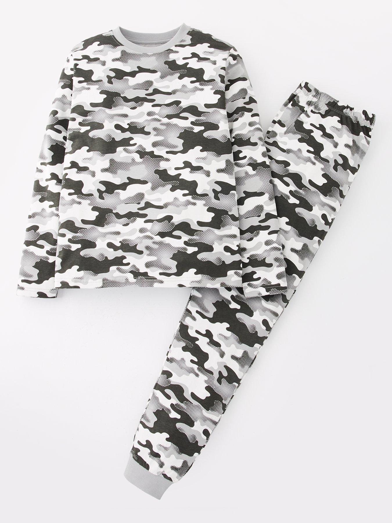 The Very Collection Boys Camo Print Pyjamas - Multi