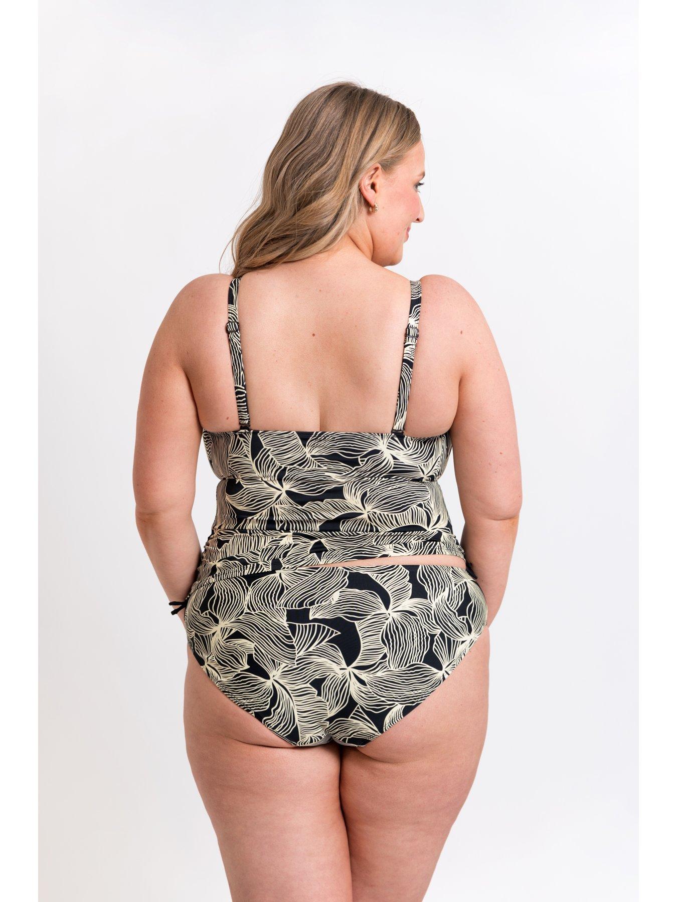 Image 2 of 6 of Curvy Kate Ripple Reef Non-wired Multiway Tankini Top - Black Print