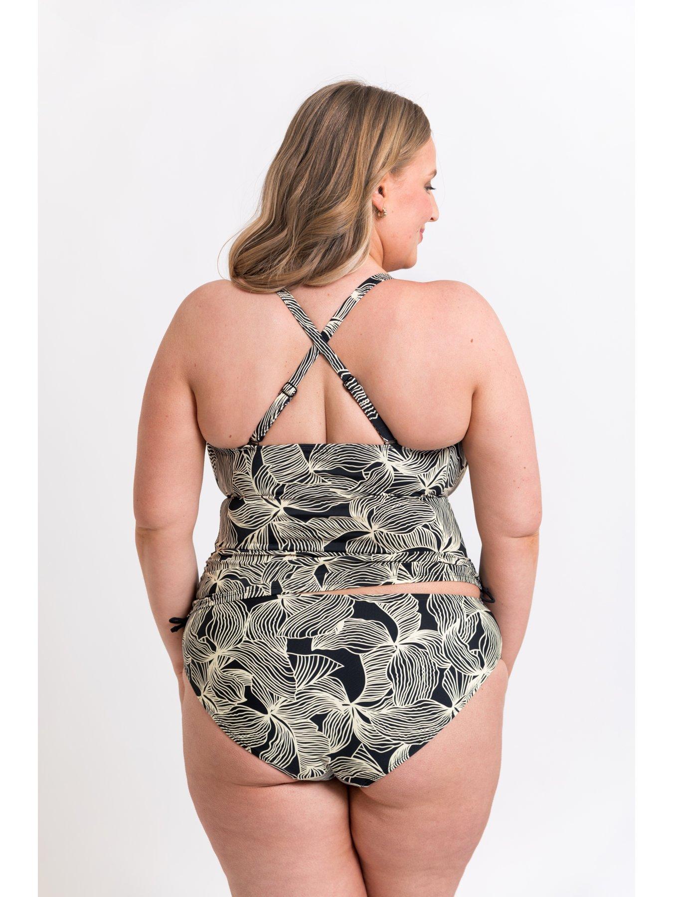 Image 3 of 6 of Curvy Kate Ripple Reef Non-wired Multiway Tankini Top - Black Print
