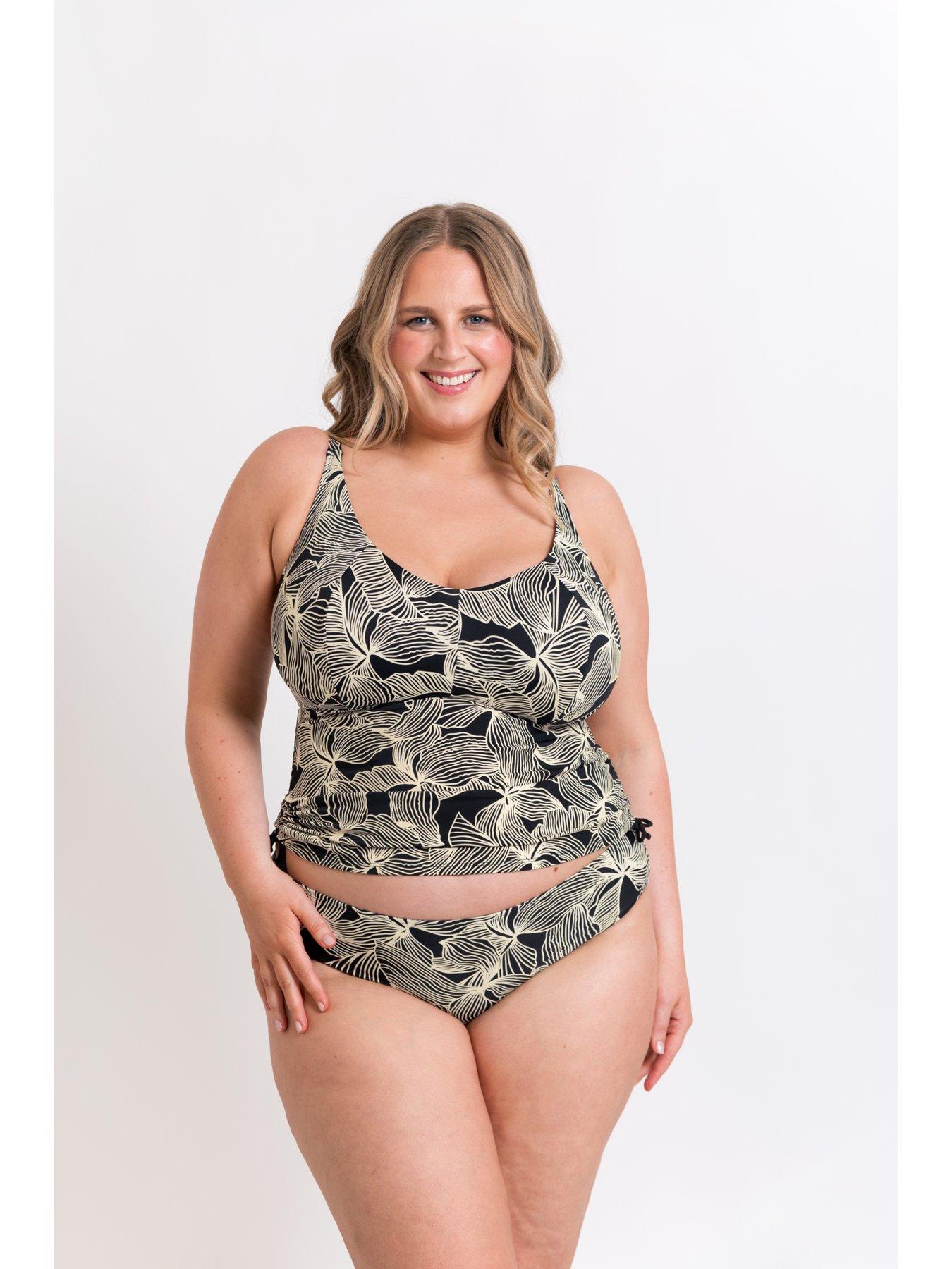 Image 4 of 6 of Curvy Kate Ripple Reef Non-wired Multiway Tankini Top - Black Print