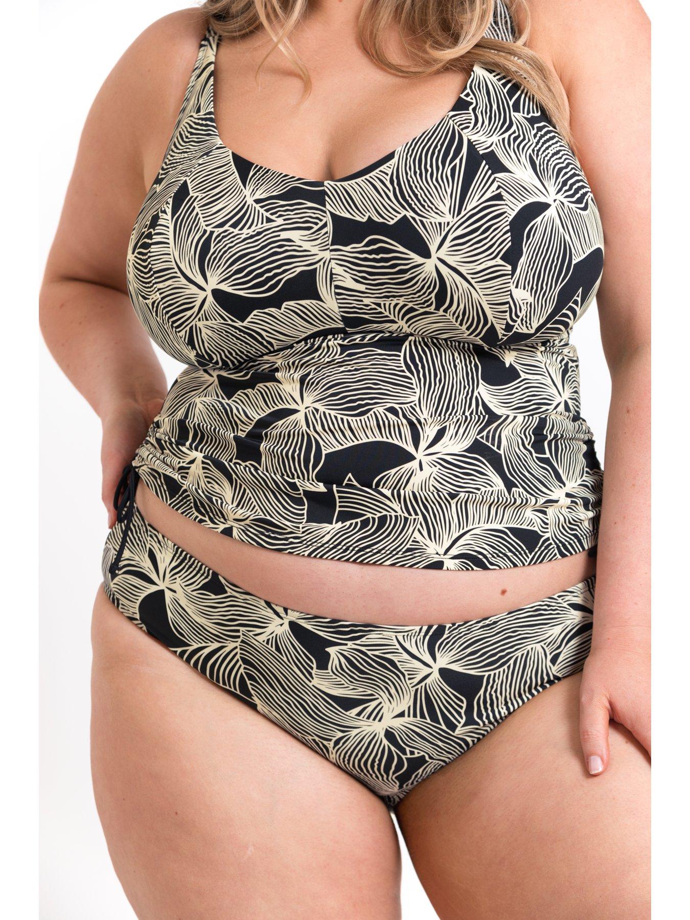 Image 5 of 6 of Curvy Kate Ripple Reef Non-wired Multiway Tankini Top - Black Print