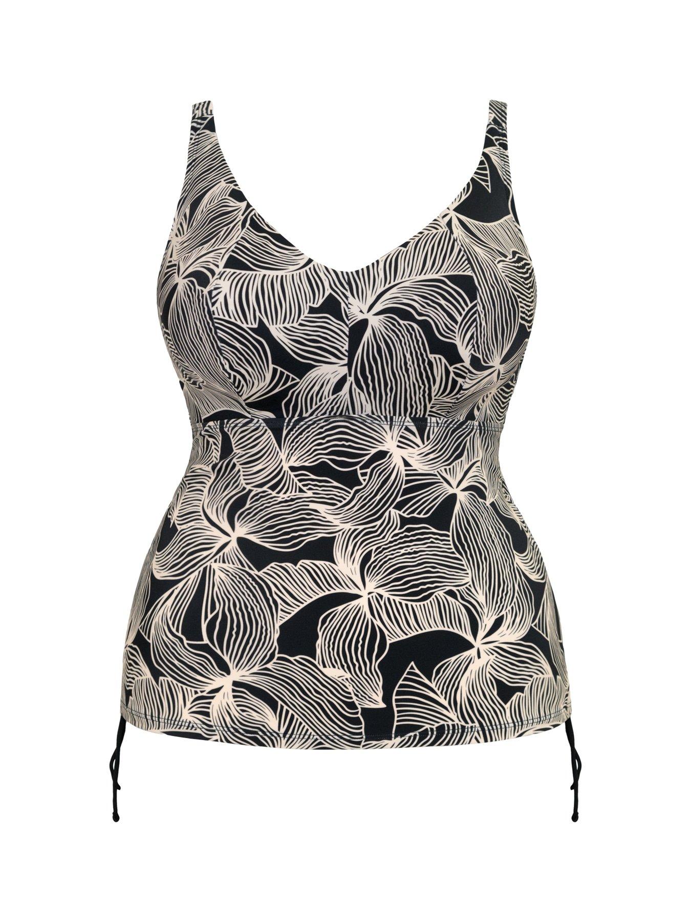 Image 6 of 6 of Curvy Kate Ripple Reef Non-wired Multiway Tankini Top - Black Print