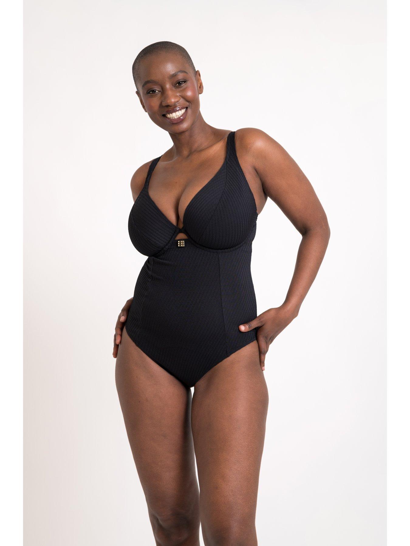 Image 4 of 6 of Curvy Kate Jet Set Multiway Plunge Swimsuit - Black