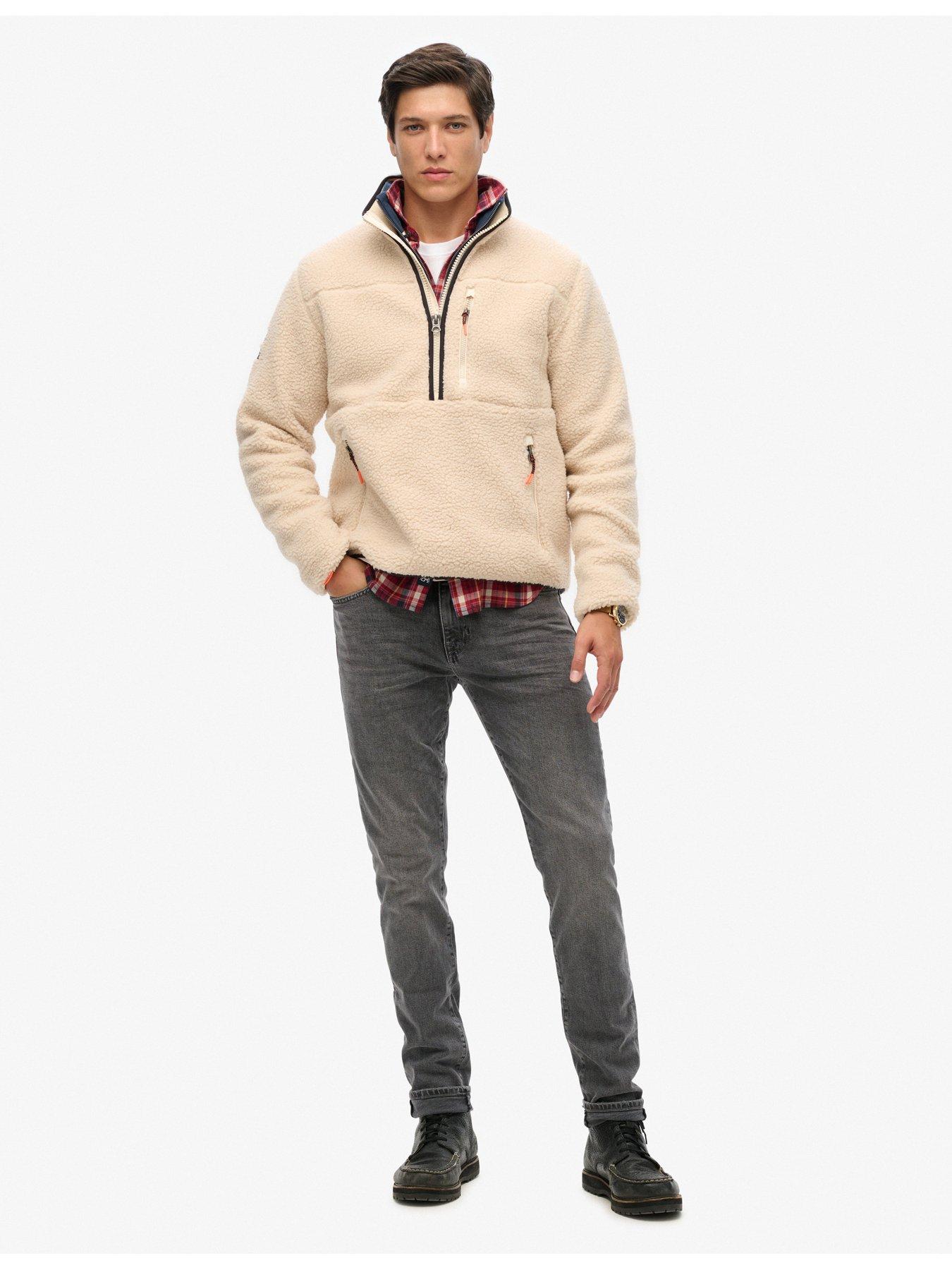 Image 3 of 5 of Superdry Outdoor Half Zip Fleece Jacket - Beige