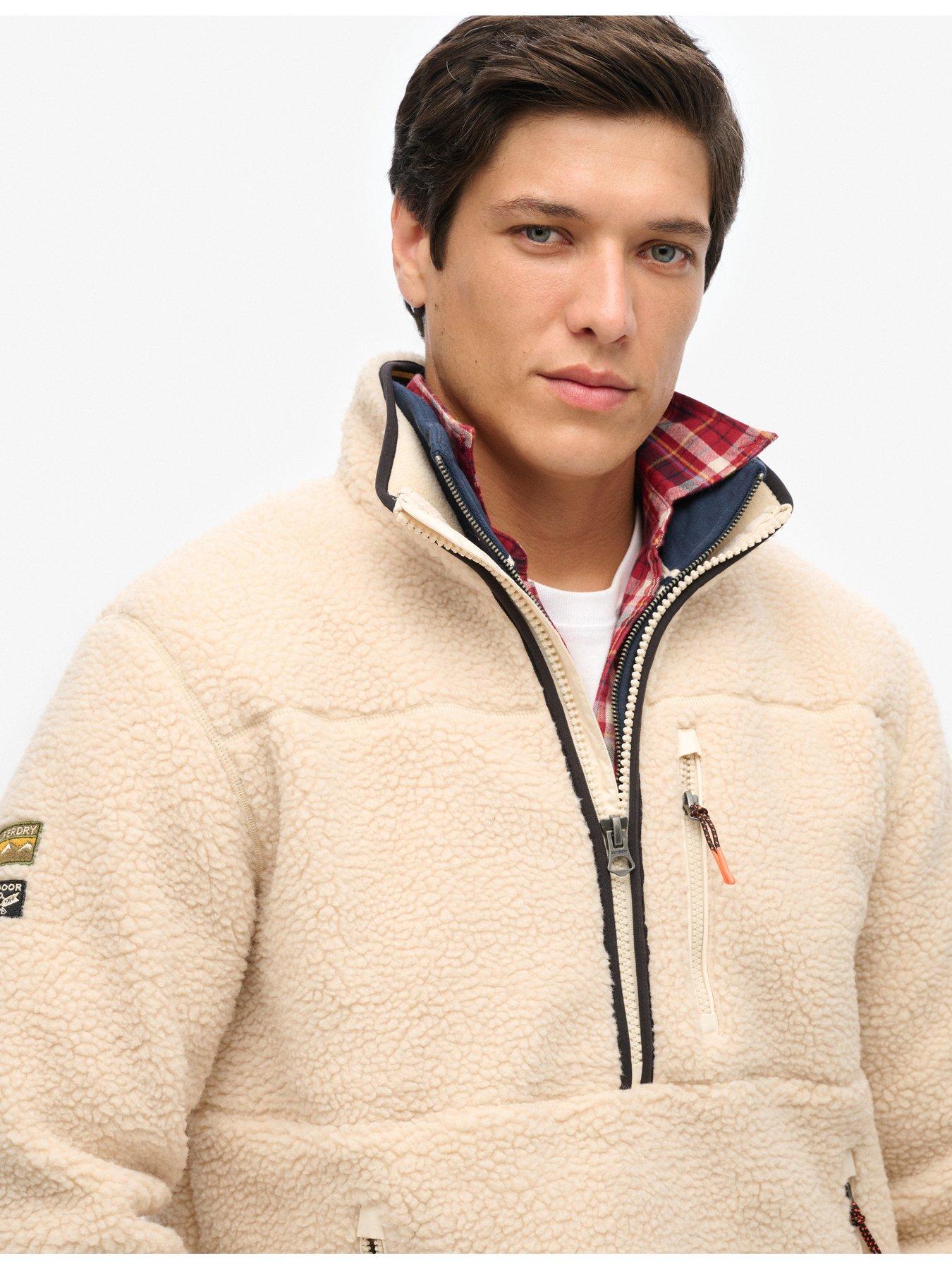 Image 4 of 5 of Superdry Outdoor Half Zip Fleece Jacket - Beige