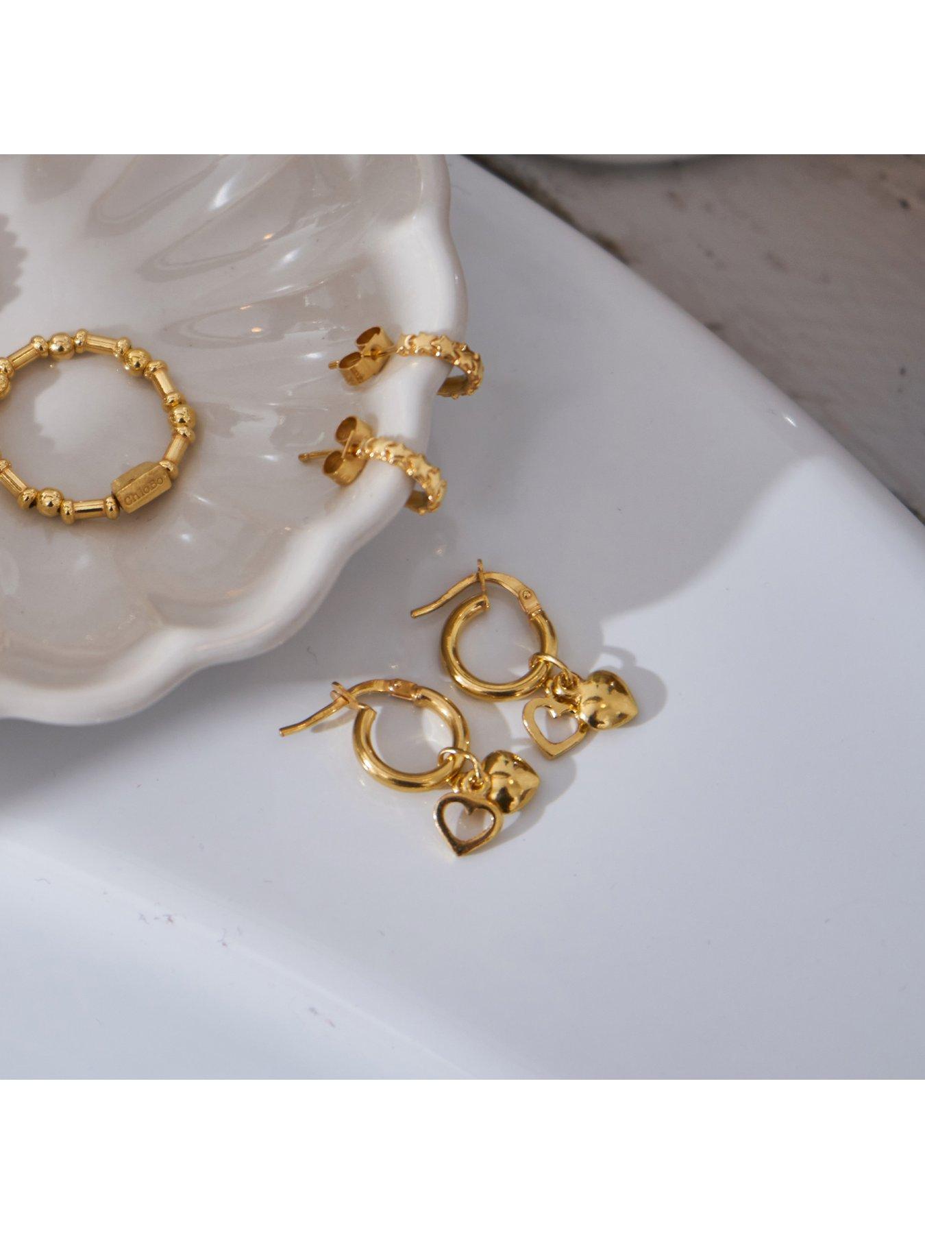 Image 2 of 2 of ChloBo Gold Double Heart Small Hoops