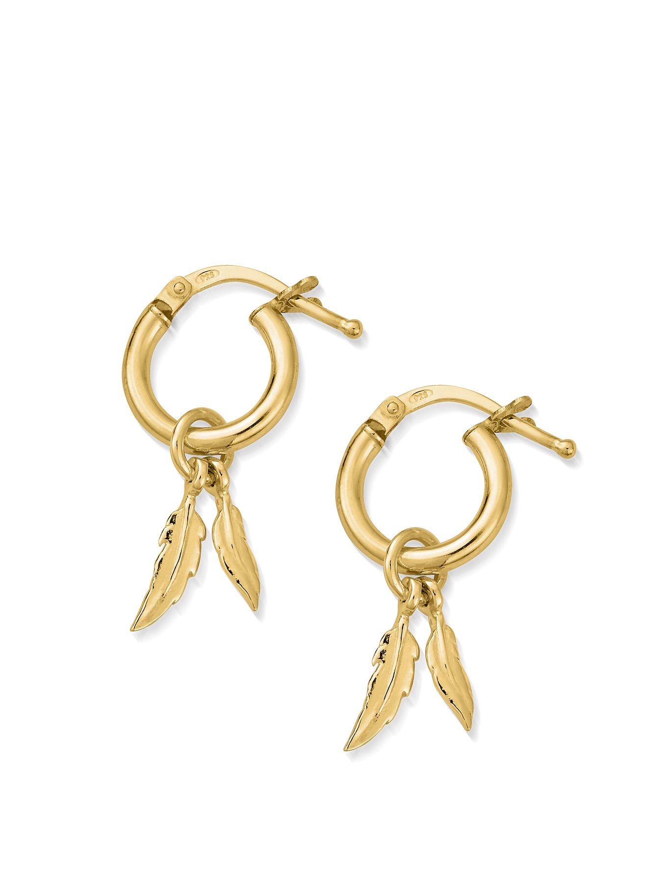 undefined Gold Double Feather Small Hoops