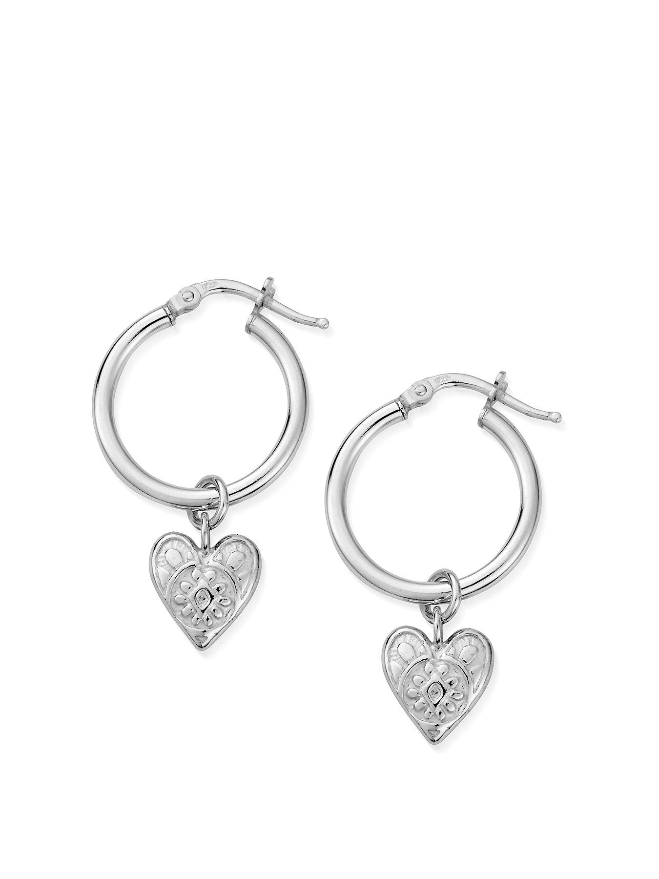 undefined Decorated Heart Hoops