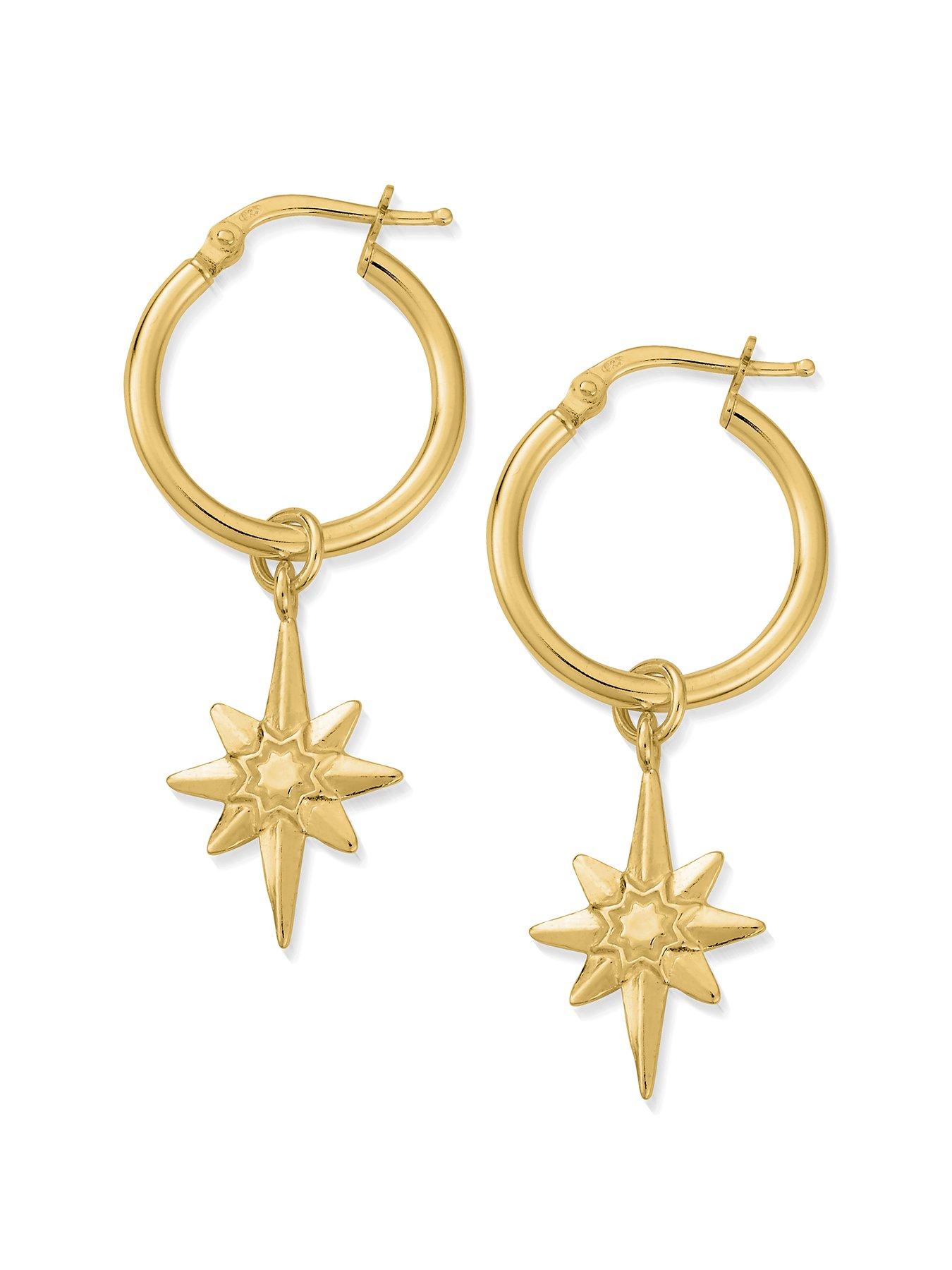 undefined Gold Lucky Star Hoops