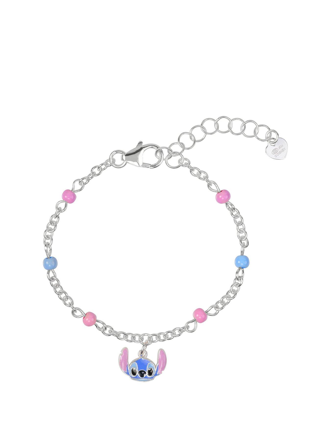 Disney Sterling Silver 925 Stitch Pink  &  Blue Charm Bracelet
