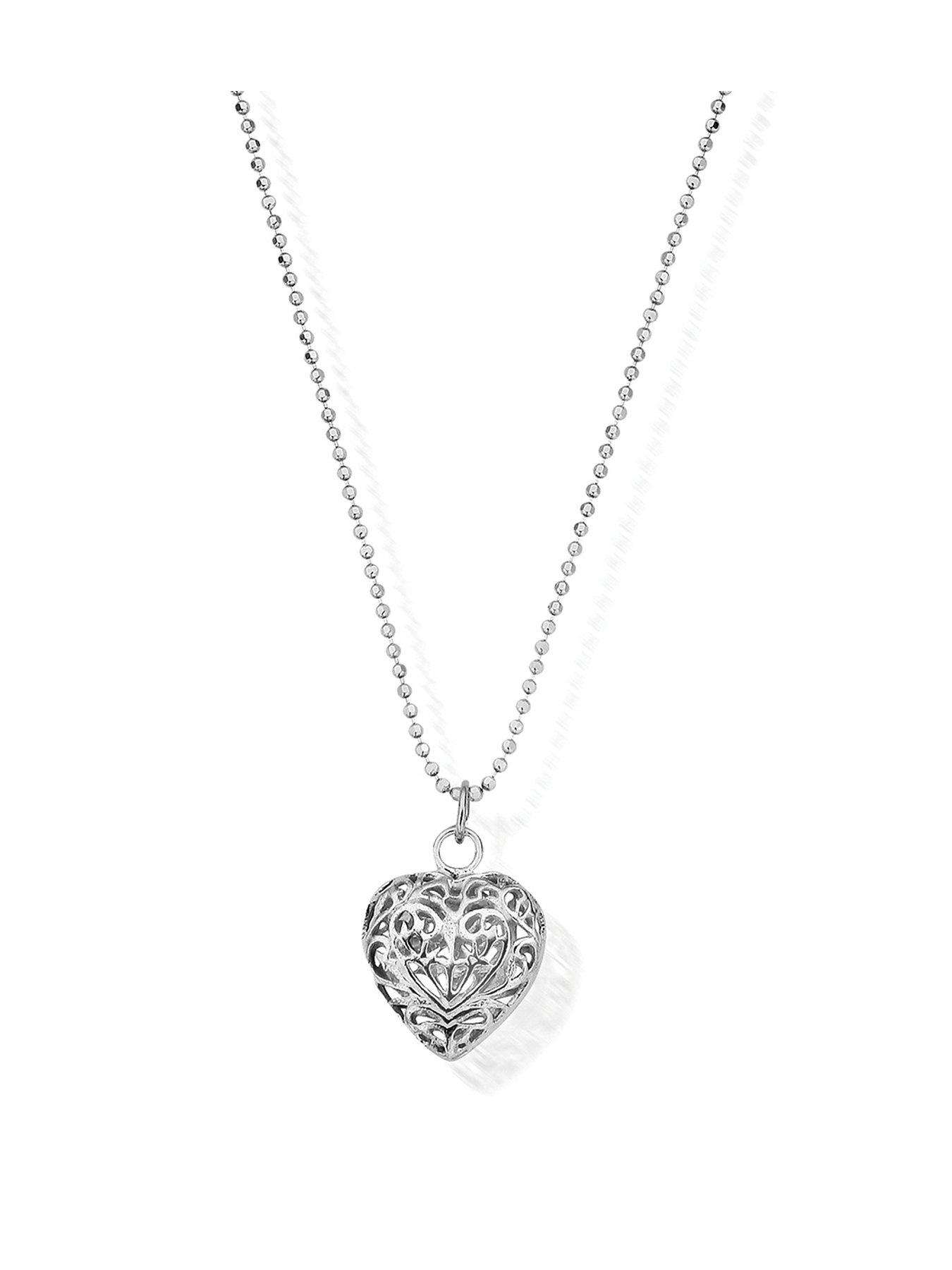 undefined Diamond Cut Chain With Filigree Heart Pendant