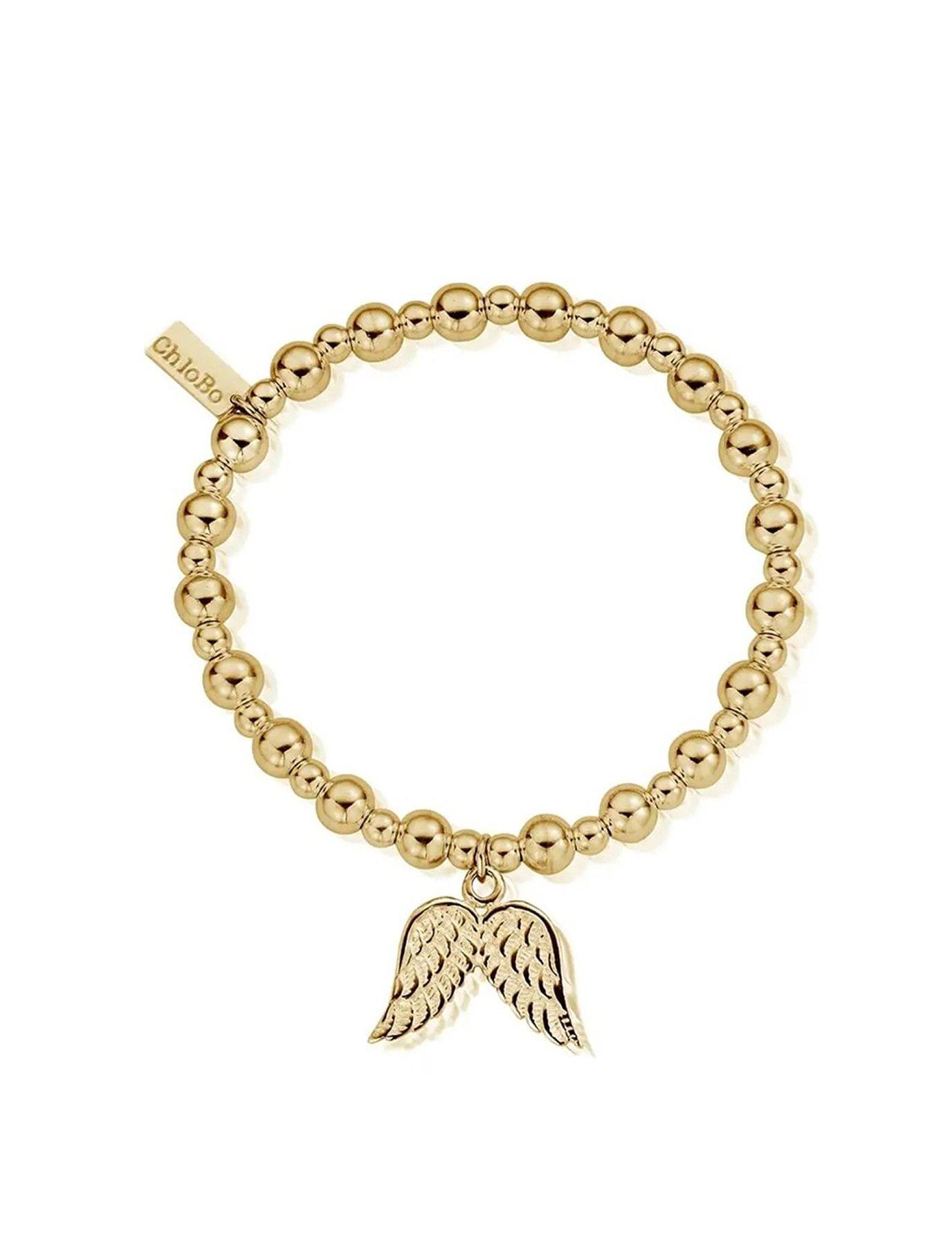 ChloBo Gold Mini Small Ball Double Angel Win Bracelet