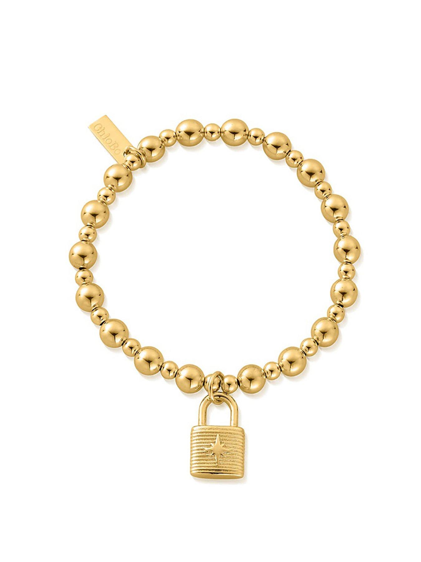 undefined Gold Mini Small Ball Padlock Bracelet