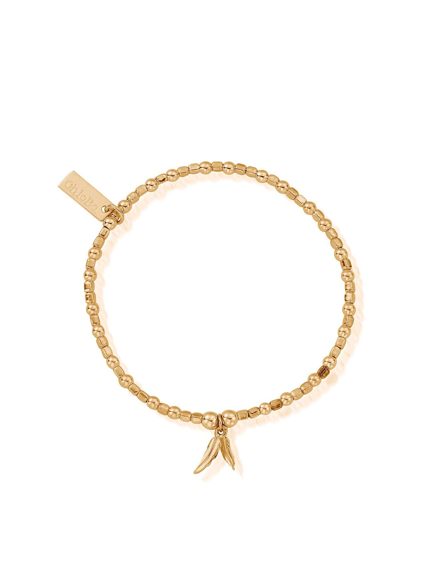 undefined Gold Mini Cube Double Feather Bracelet