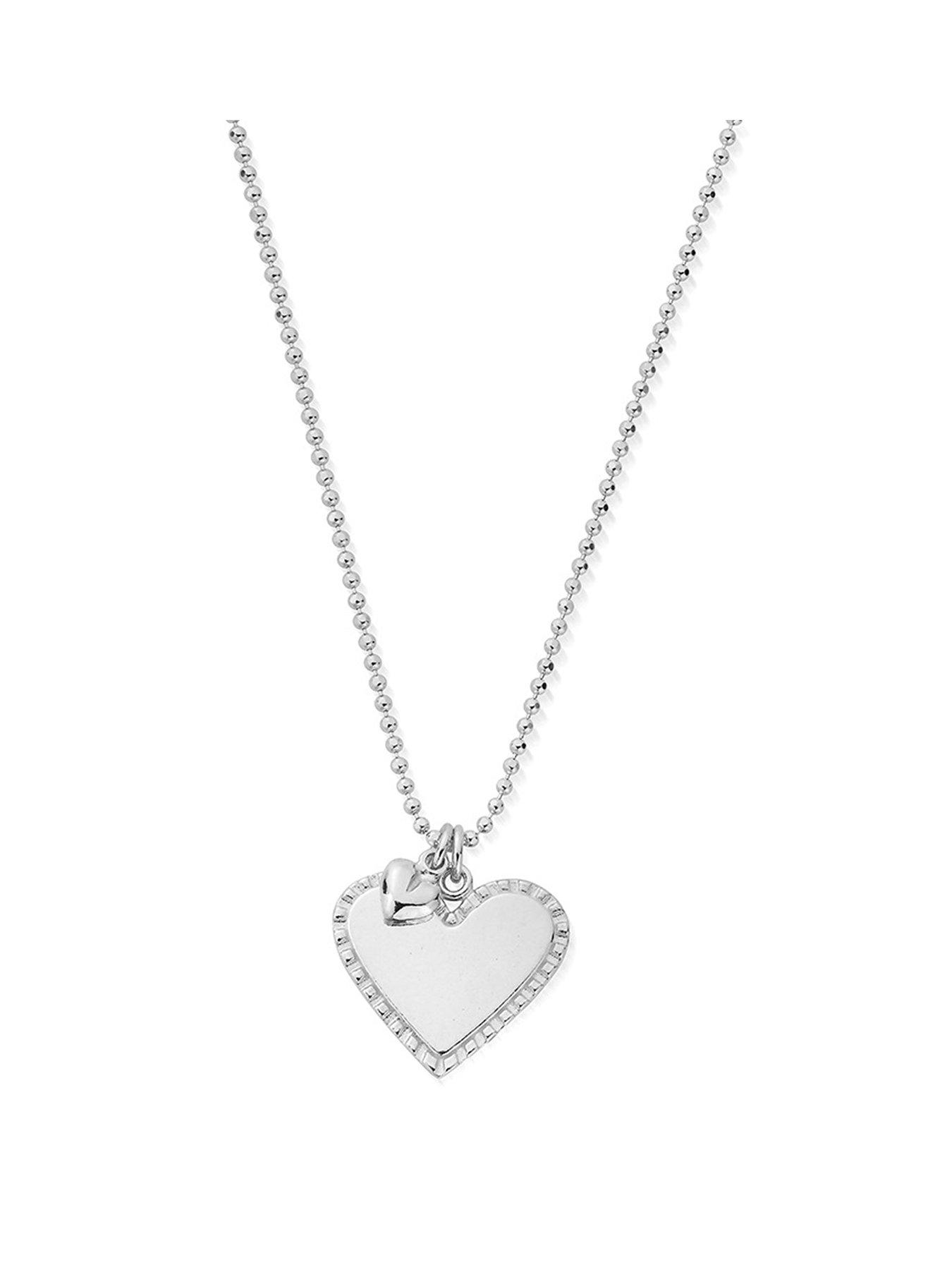 undefined Personalised Diamond Cut Adjustable Double Heart Necklace