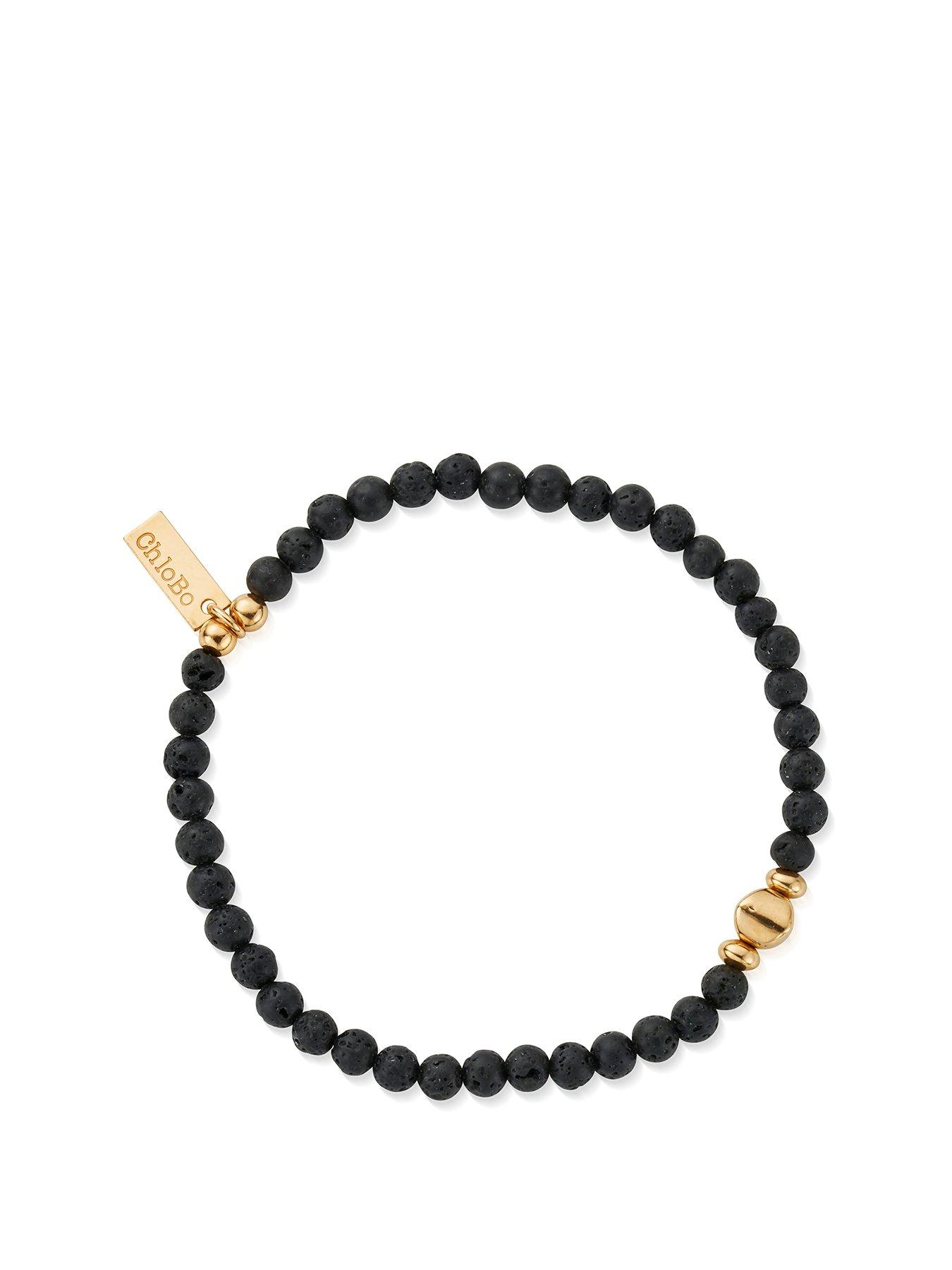 Image of ChloBo Gold Mens Black Lava Bracelet