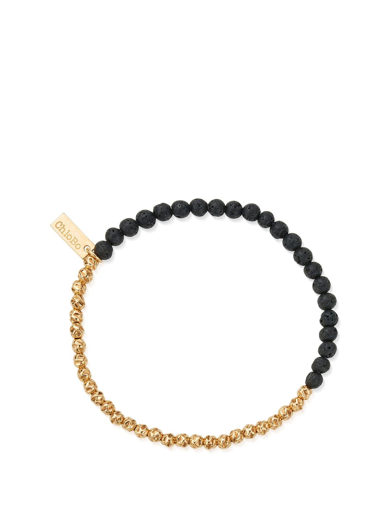 Product photograph of Chlobo Gold Mens Black Lava Principal Bracelet from very.co.uk