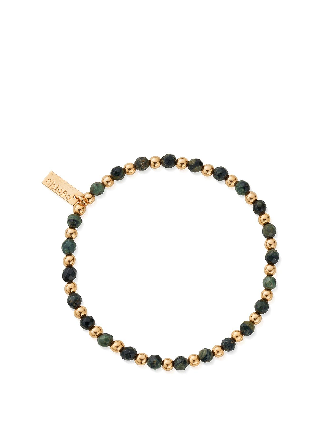 undefined Gold Mens Kambaba Jasper Ball Bracelet