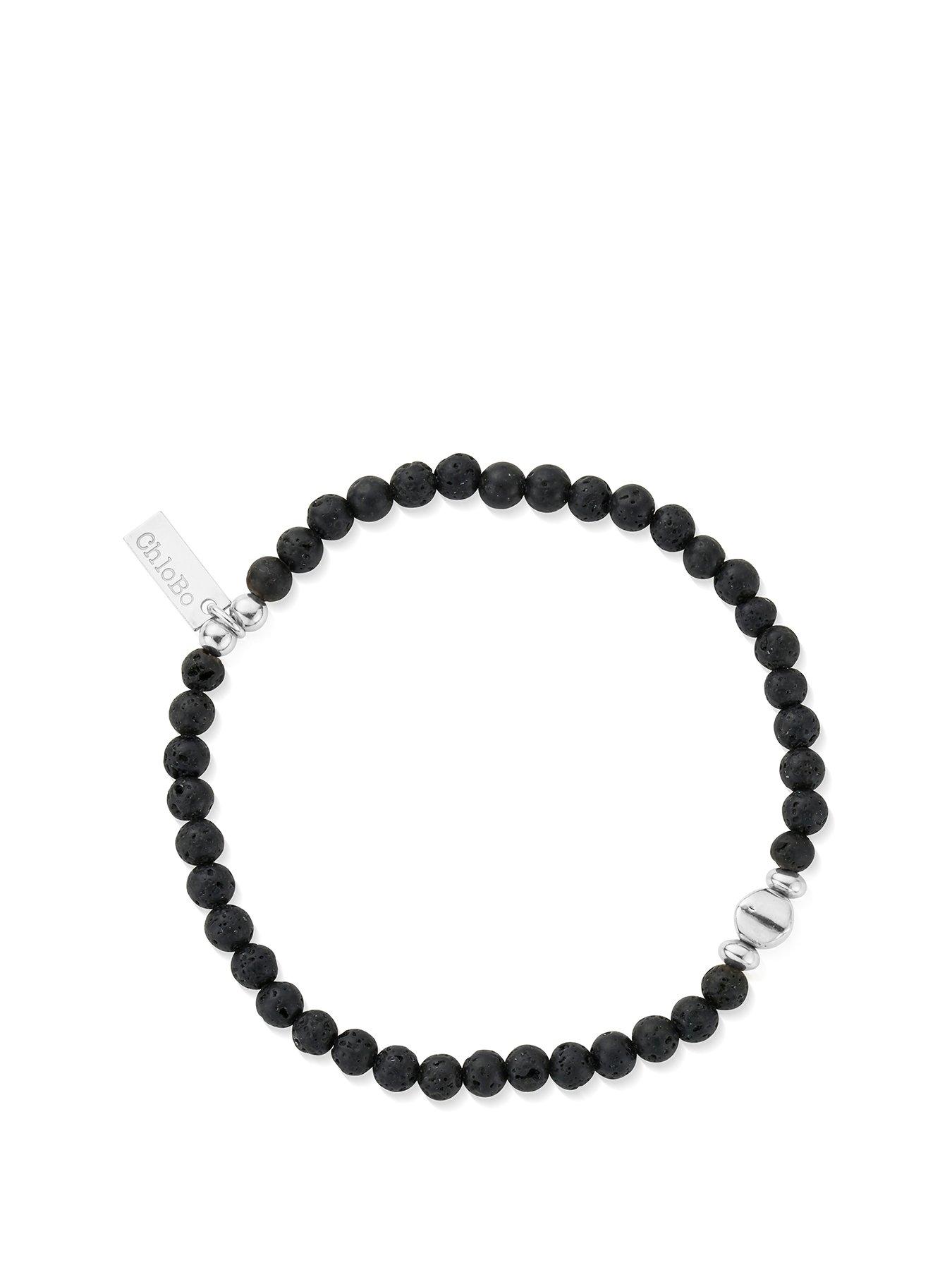 ChloBo Mens Black Lava Bracelet
