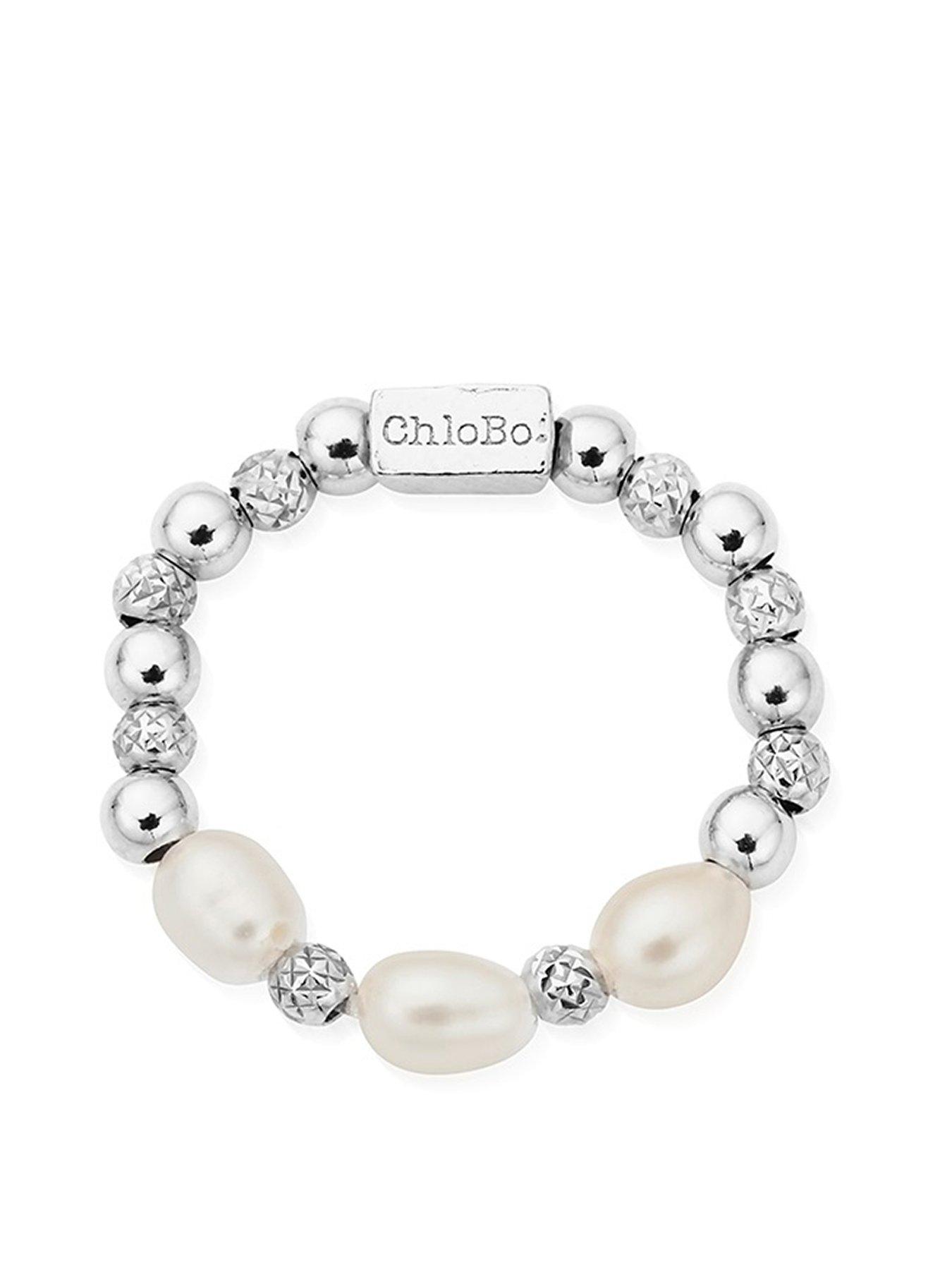 undefined Triple Sparkle Pearl Ring