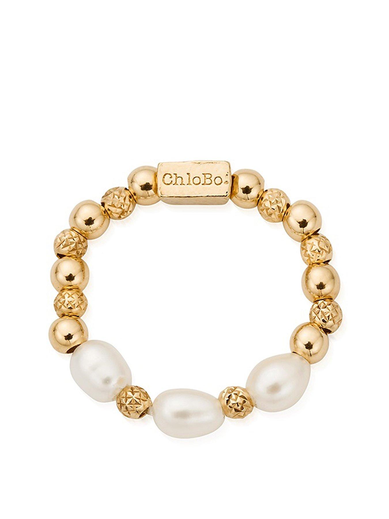 undefined Gold Triple Sparkle Pearl Ring