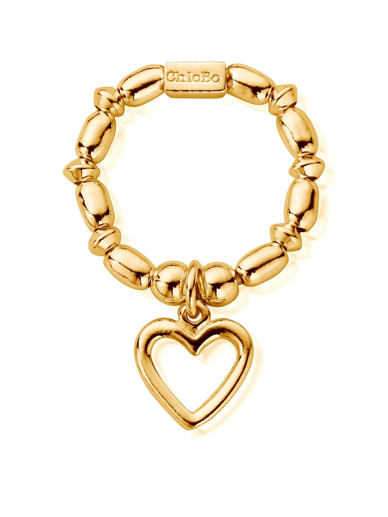 Chlobo Gold Mini Rice Open Heart Ring