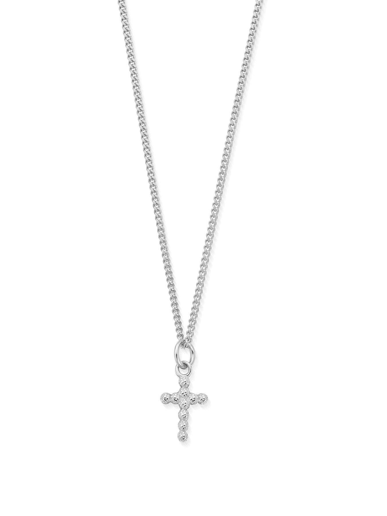 ChloBo Mens Curb Chain Cross Necklace