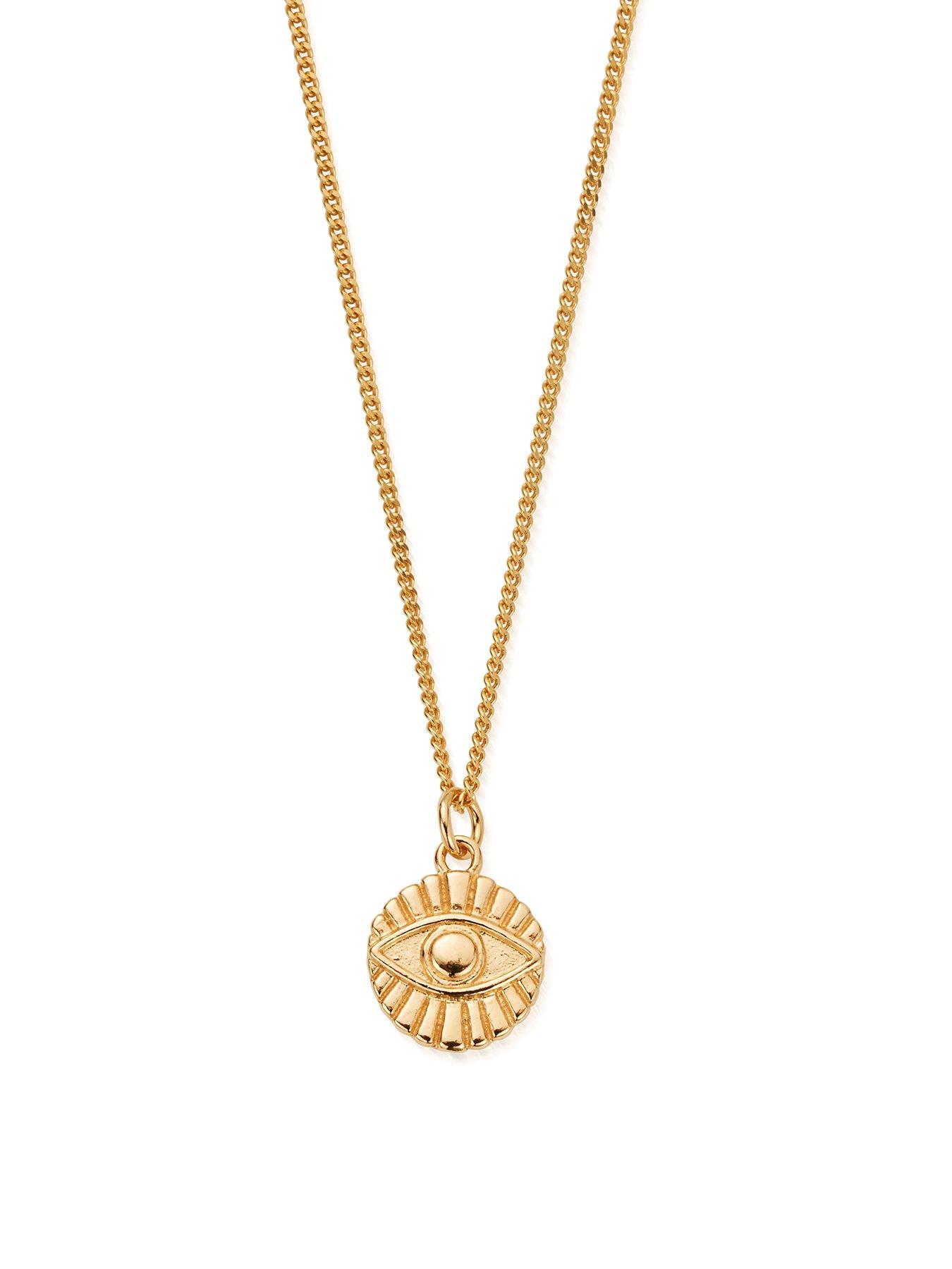 undefined Gold Mens Curb Chain Evil Eye Sunray Necklace