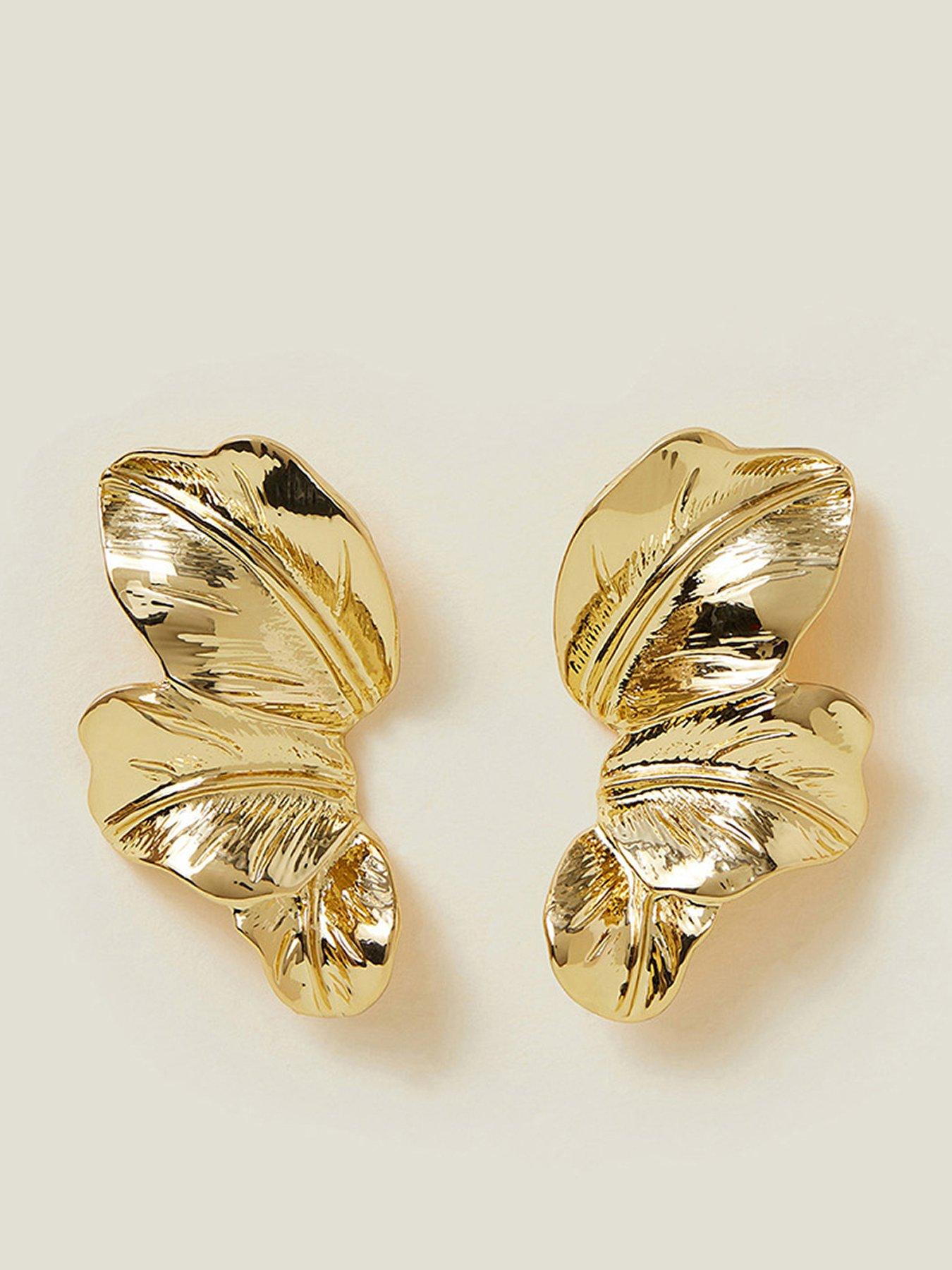 Image of Accessorize Layered Leaf Drop Earrings Gold